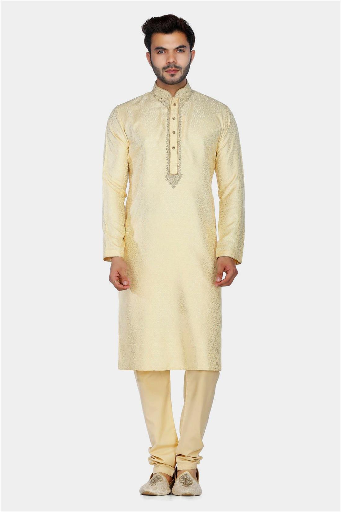 Gold Embroidered Mens Kurta Pajama