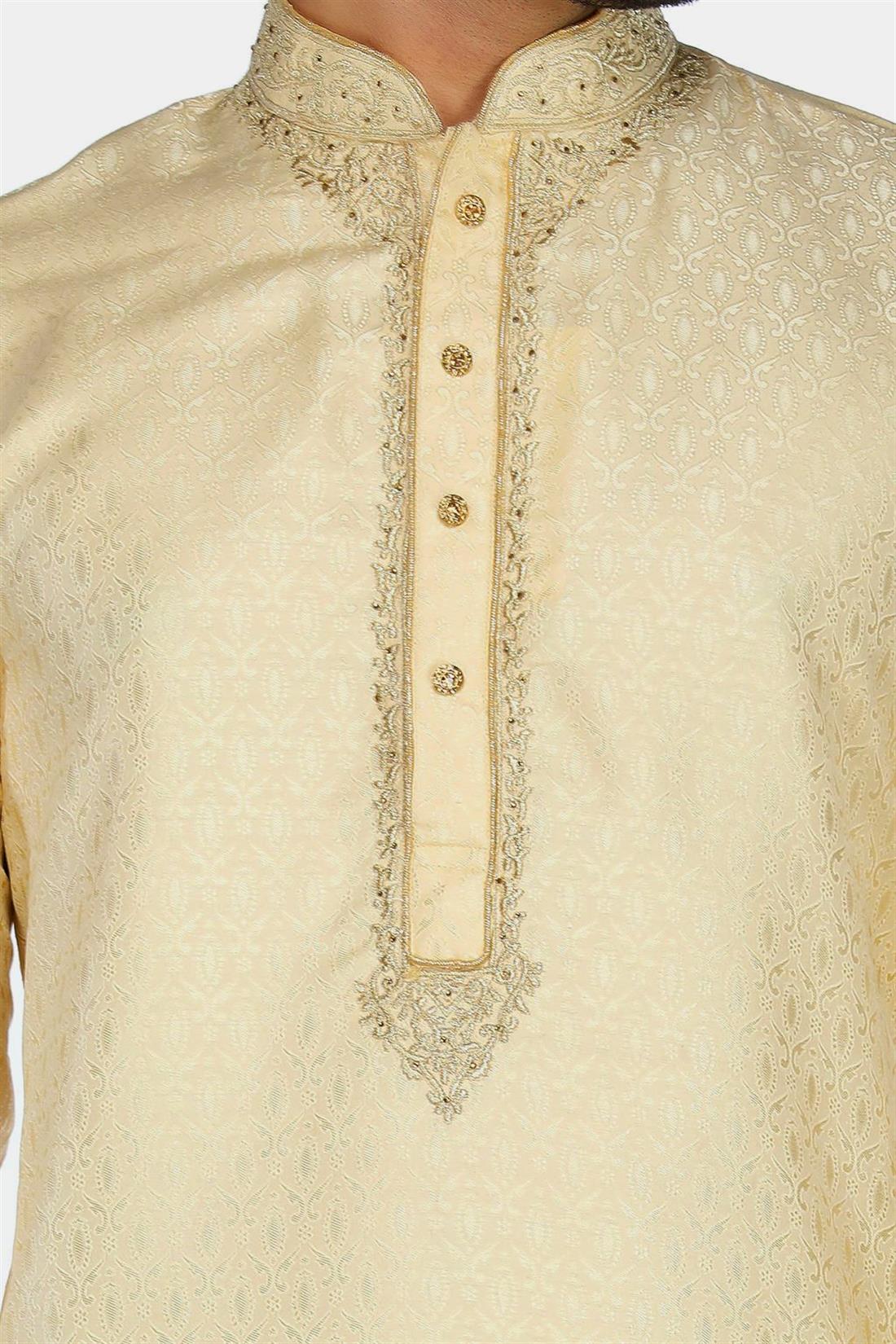Gold Embroidered Mens Kurta Pajama
