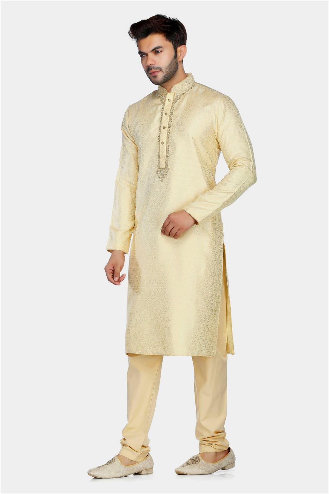 Gold Embroidered Mens Kurta Pajama