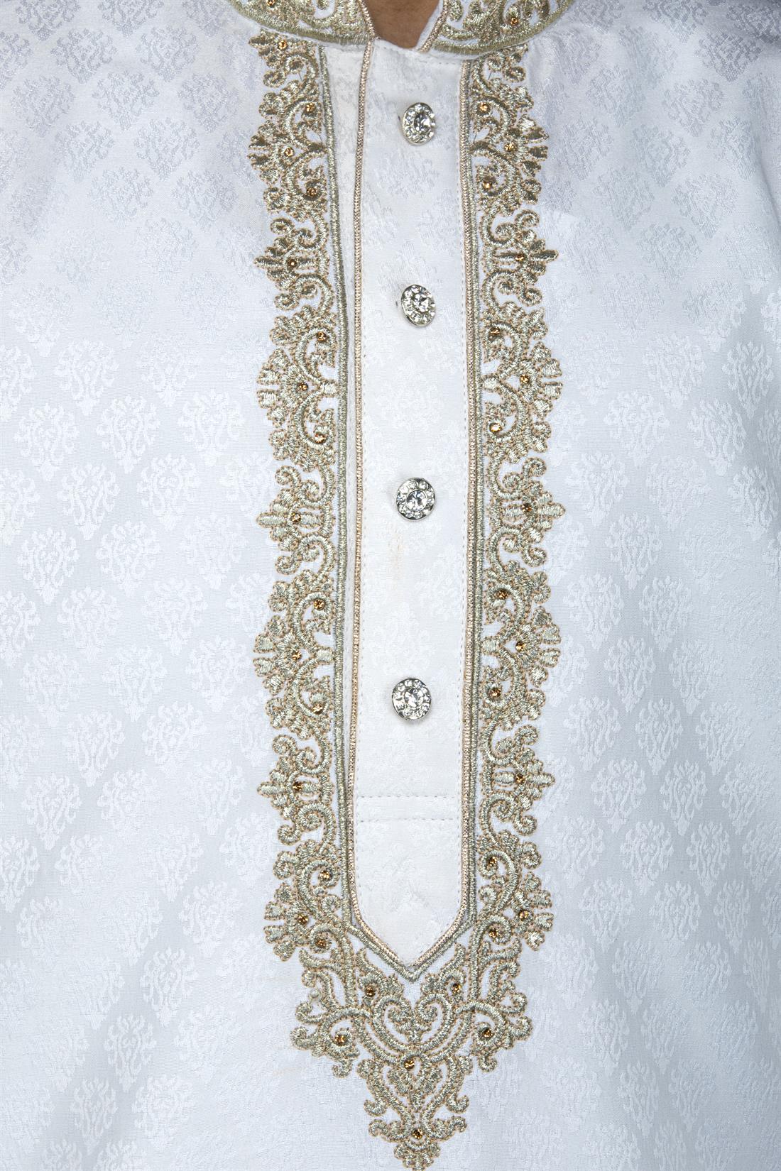 Cream Embroidered Boys Kurta Pajama