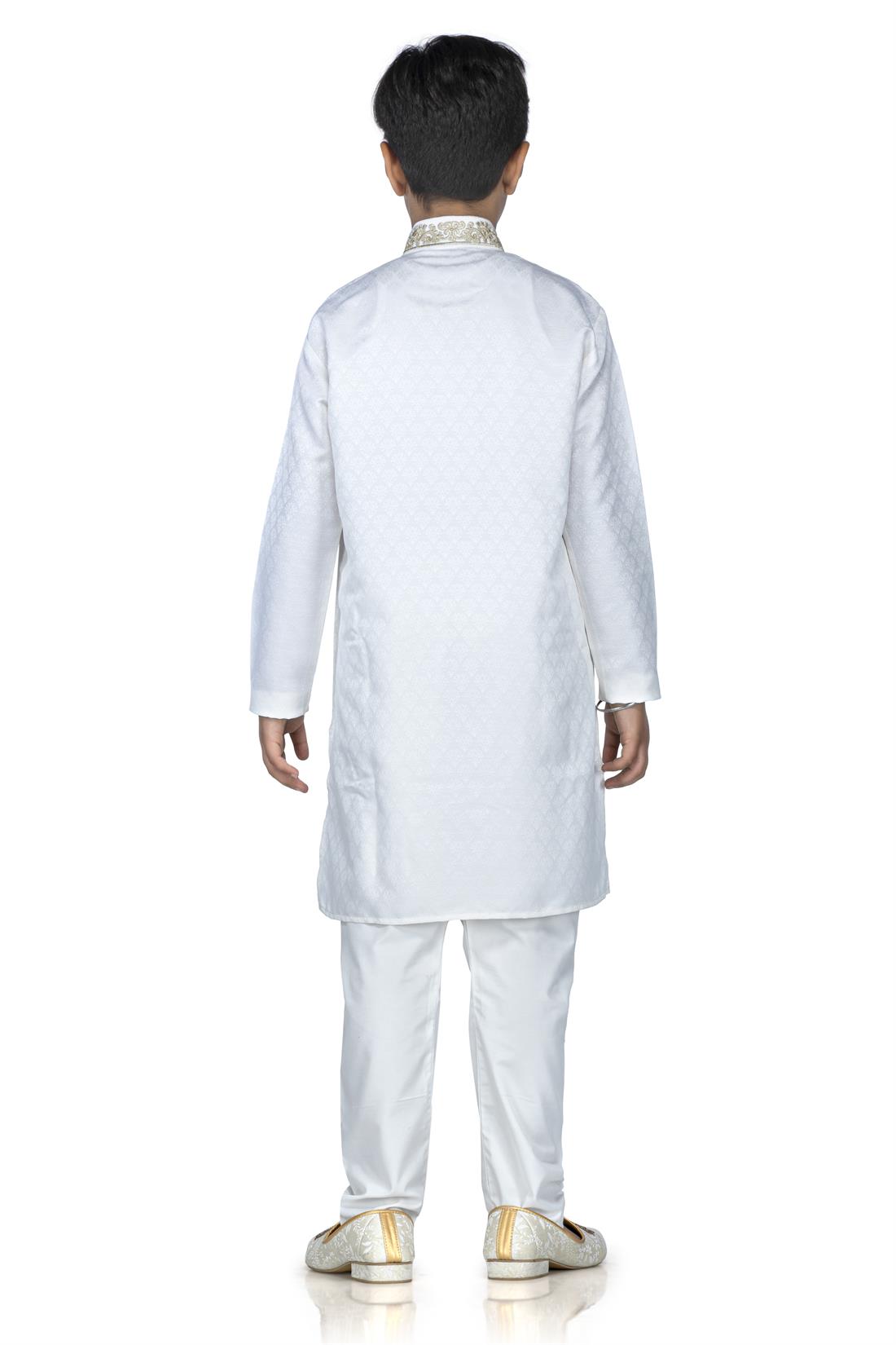 Cream Embroidered Boys Kurta Pajama