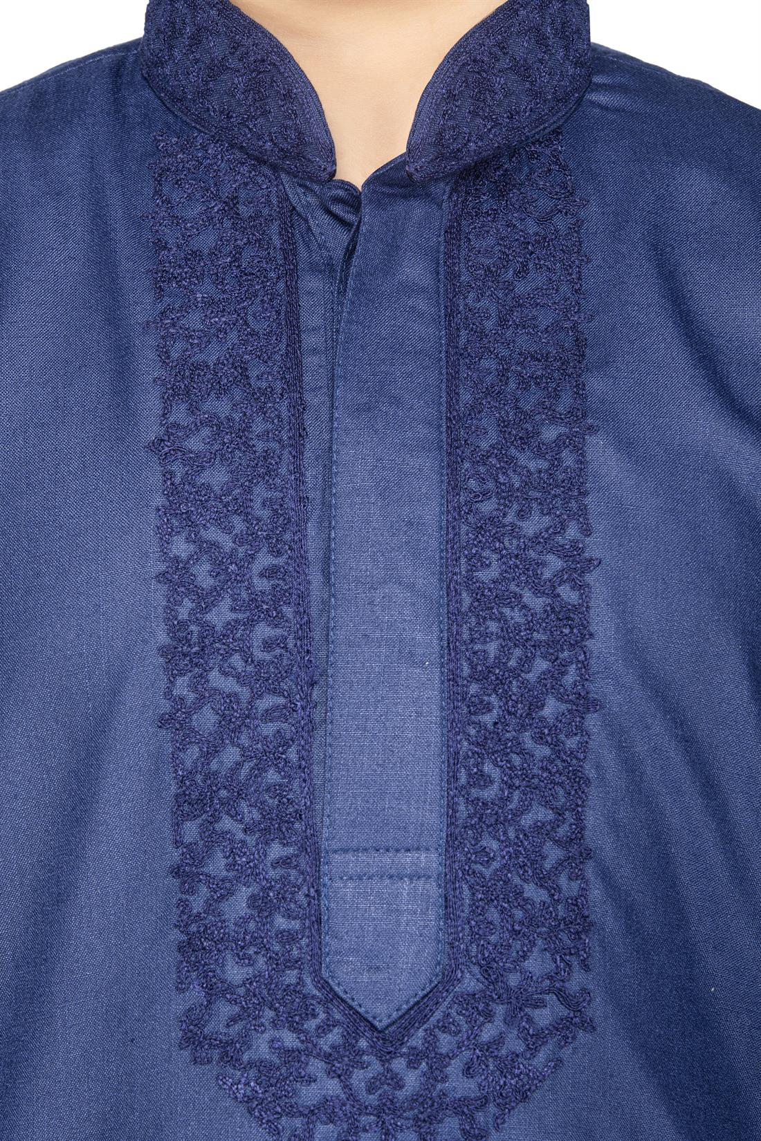Navy Blue Embroidered Boys Kurta Pajama