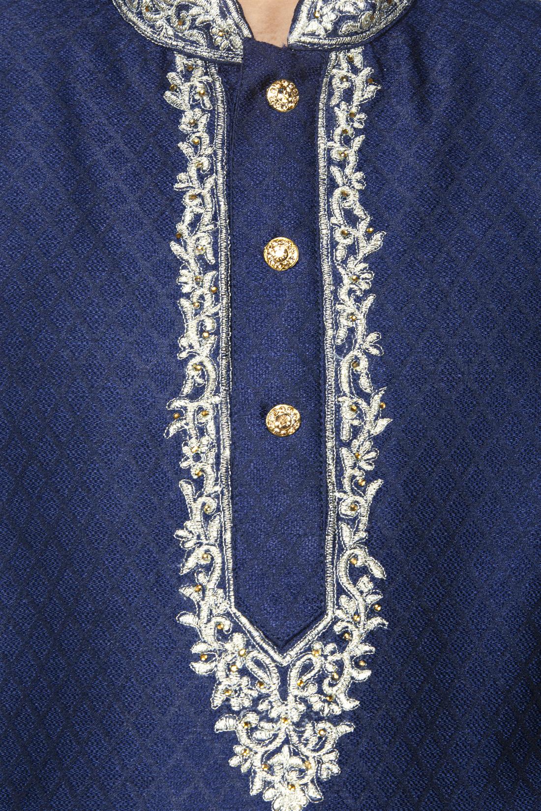 Navy Embroidered Boys Kurta Pajama