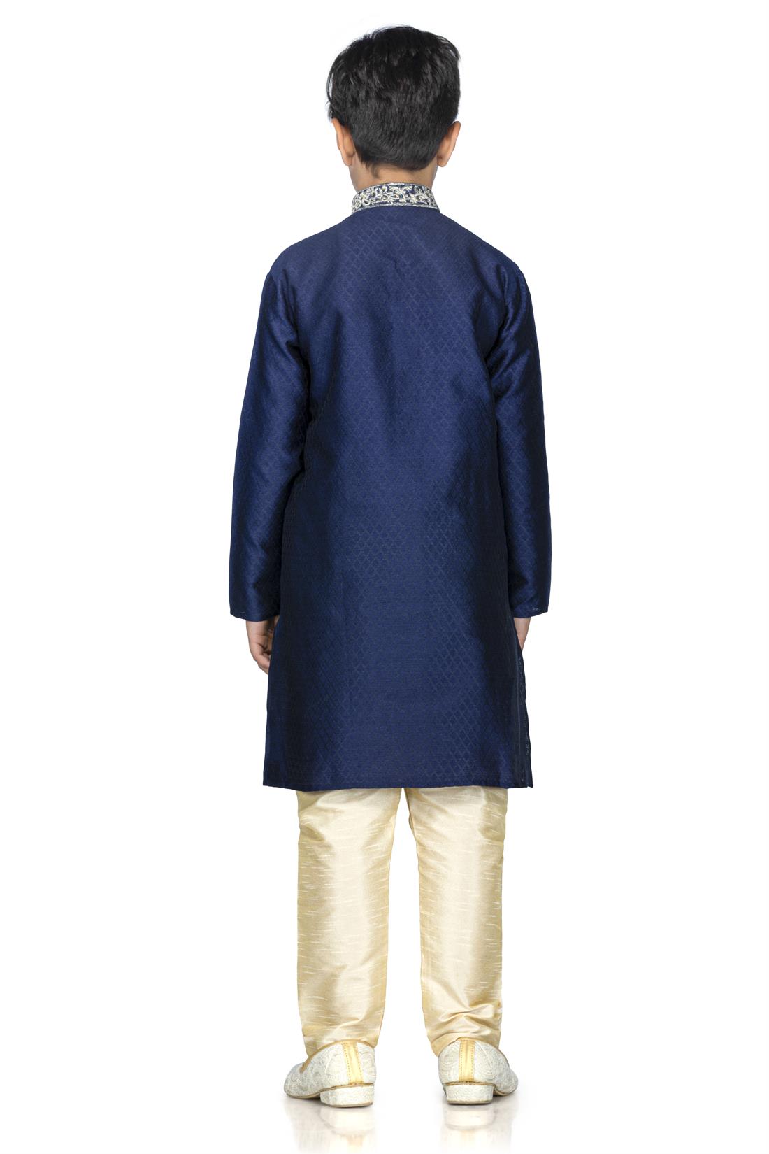 Navy Embroidered Boys Kurta Pajama