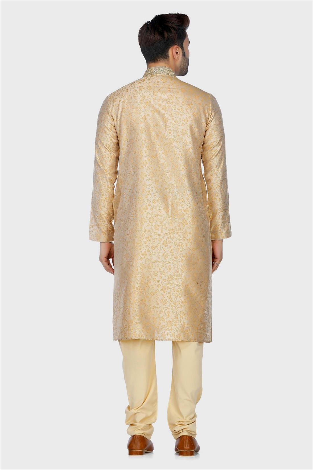 Gold Embroidered Mens Kurta Pajama