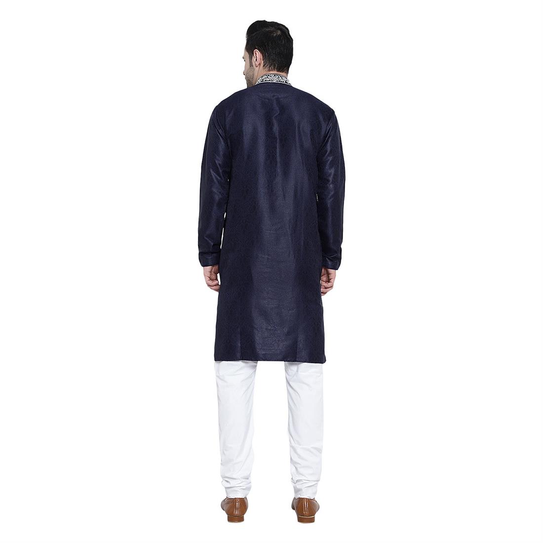 Navy & Gold Mens Brocade Navy/Gold Kurta Pyjama