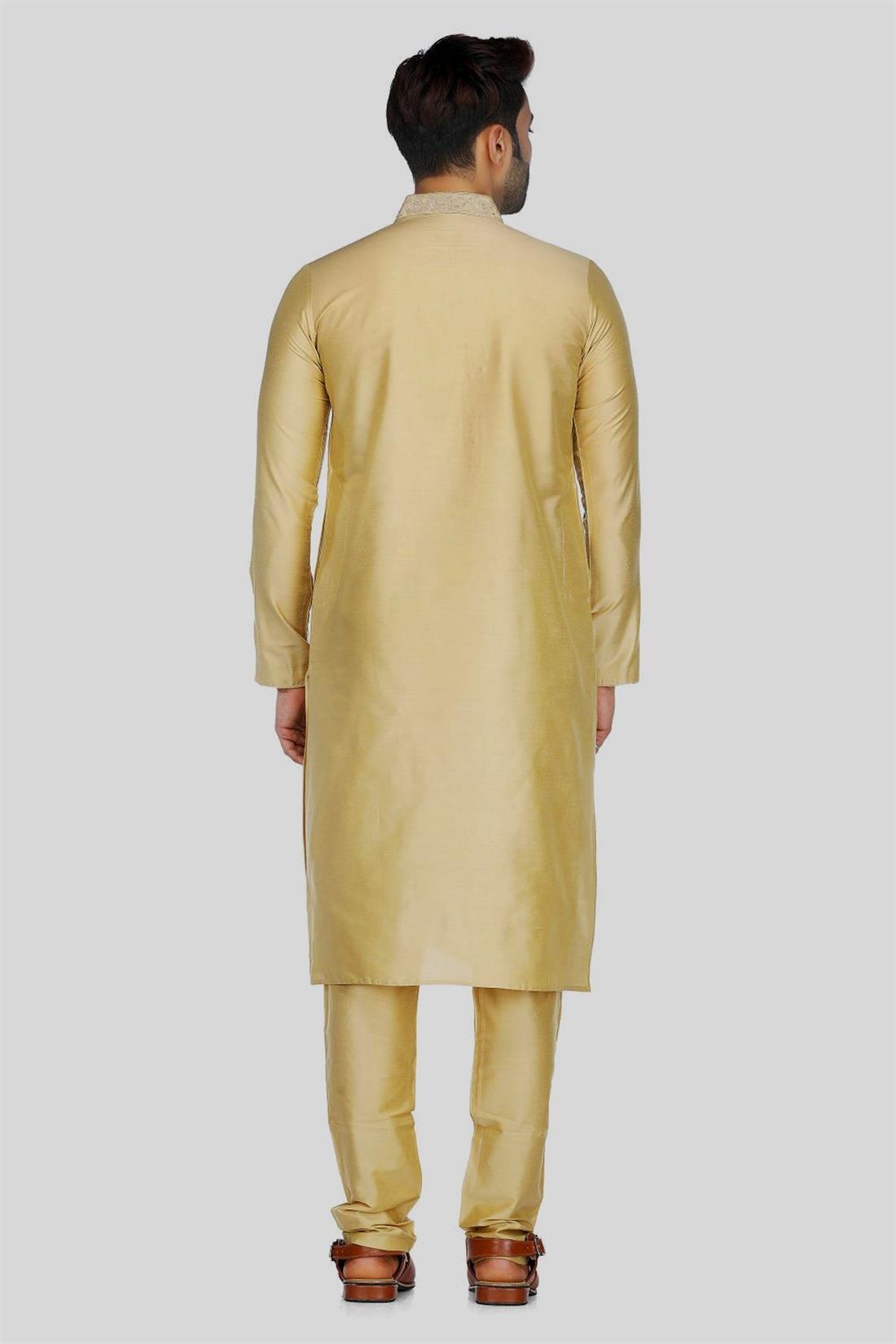 Gold Embroidered Mens Kurta Pajama