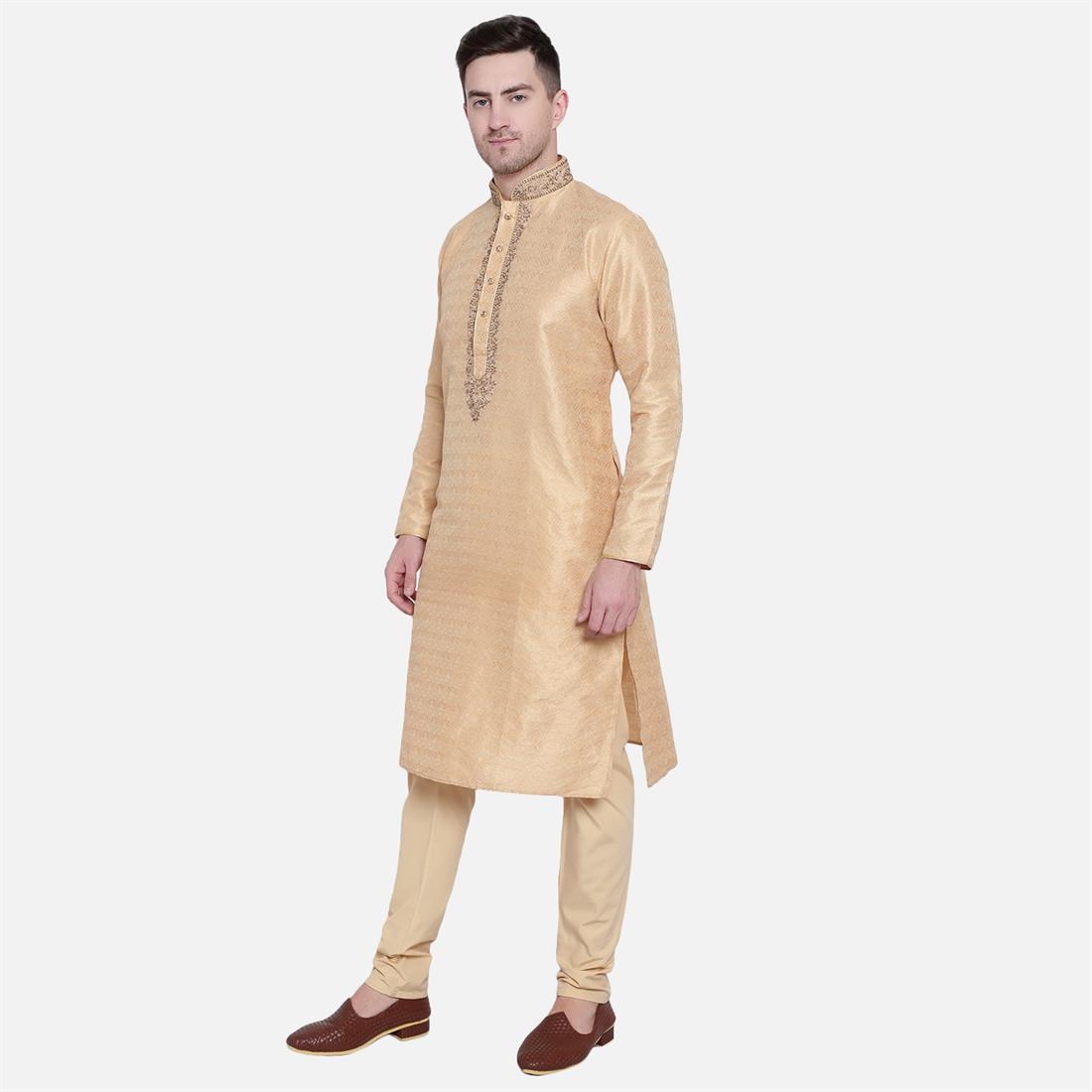 Gold Embroidered Mens Kurta Pajama