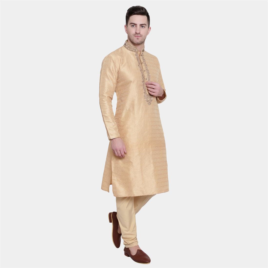 Gold Embroidered Mens Kurta Pajama