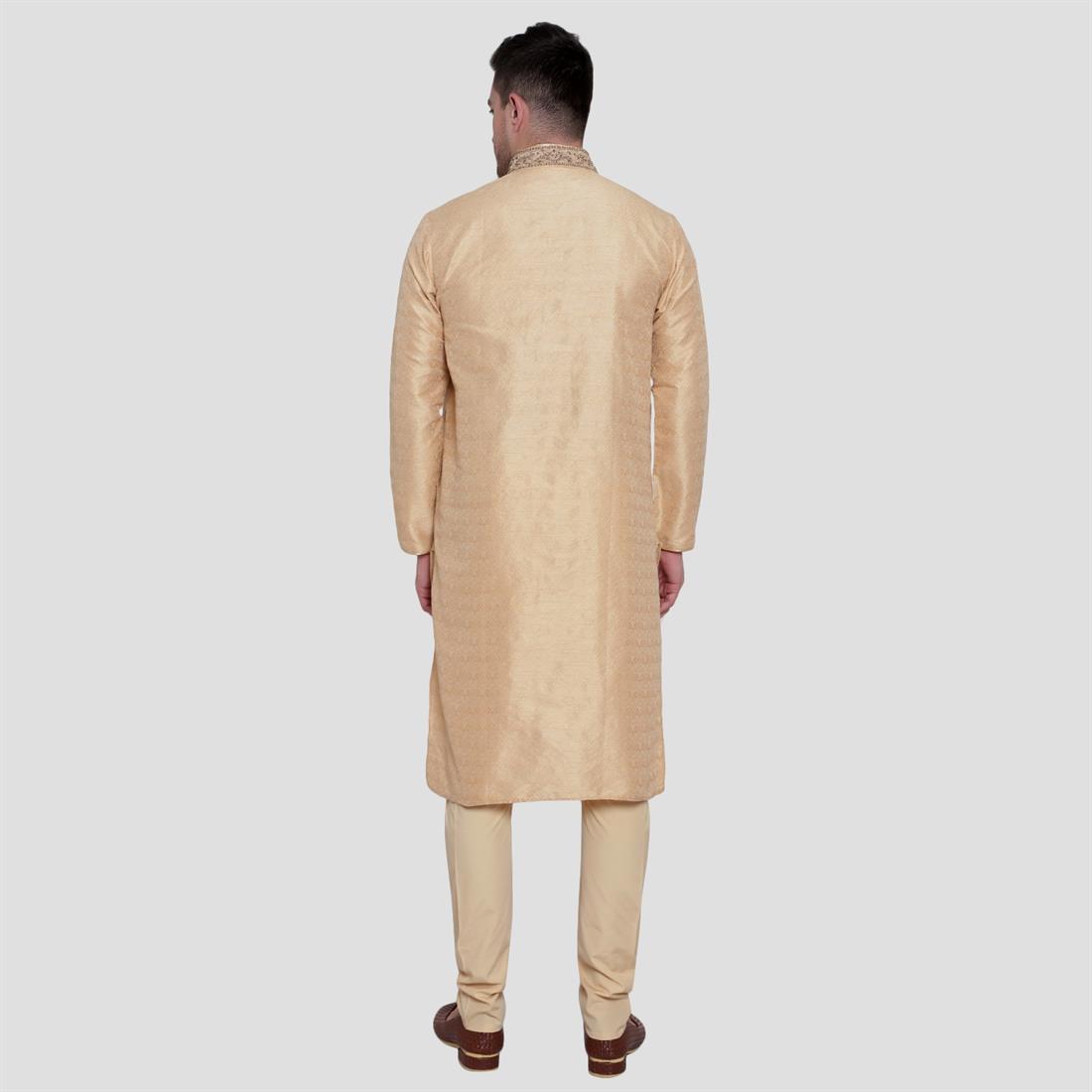 Gold Embroidered Mens Kurta Pajama