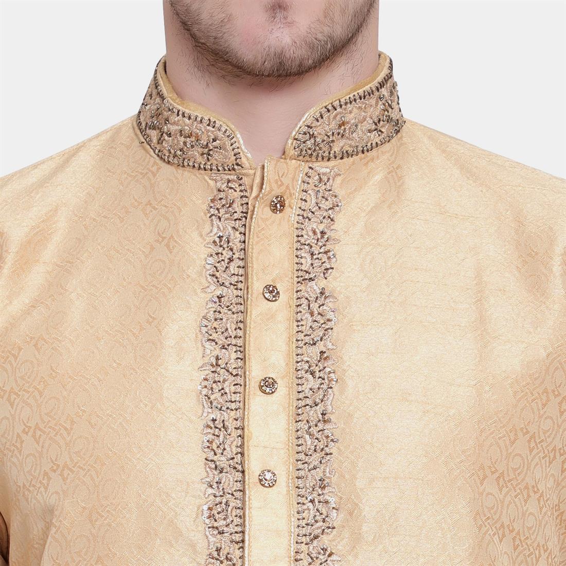 Gold Embroidered Mens Kurta Pajama