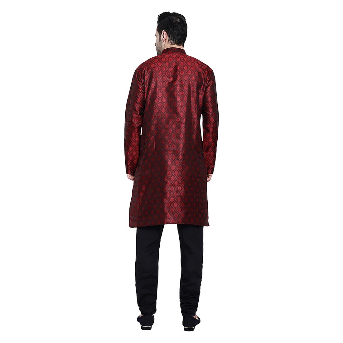 Mens Brocade kurta with plain pyjama