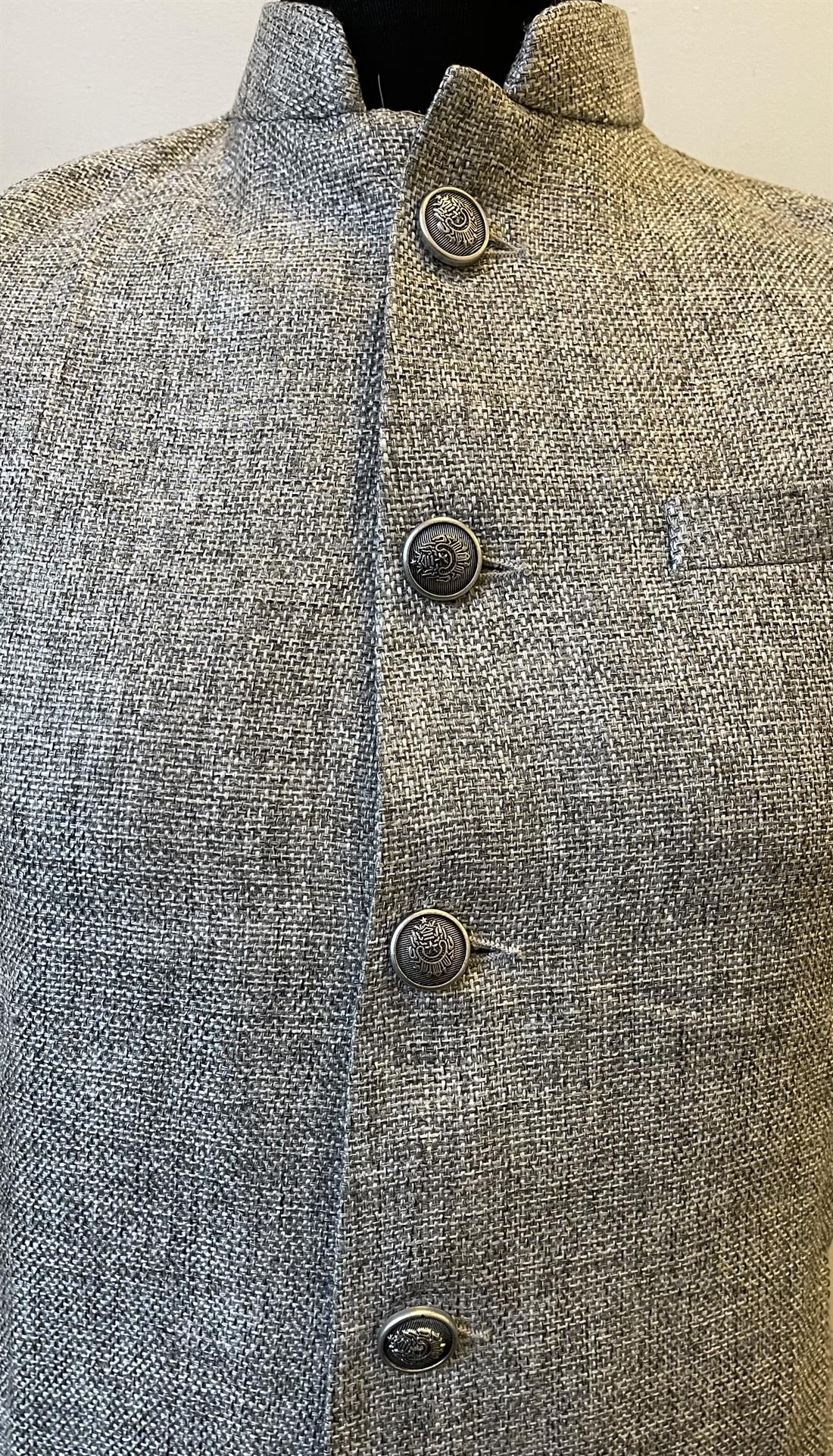 Grey Mens Waistcoat in Jute Fabric