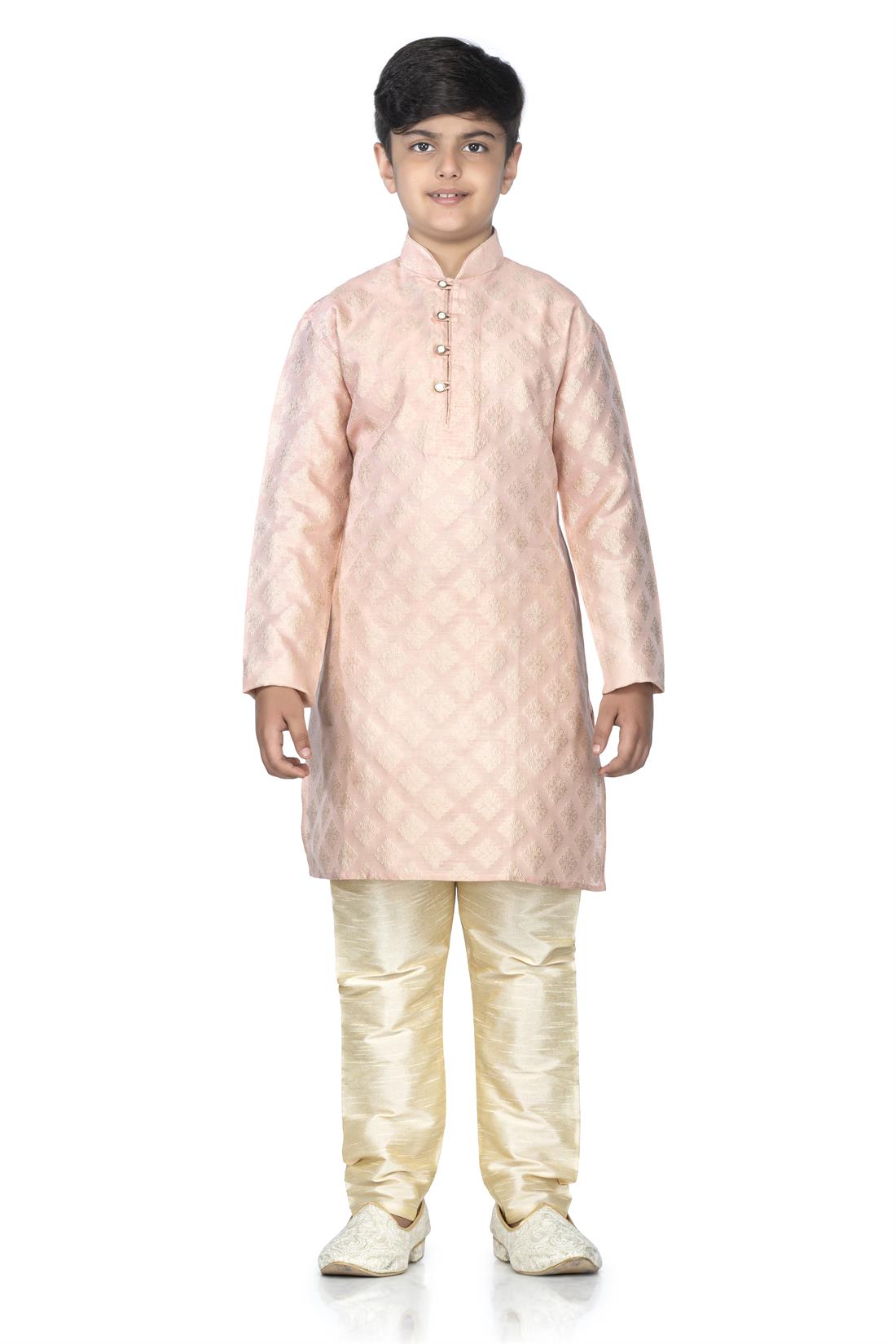 Peach Brocade Kurta Pajma .