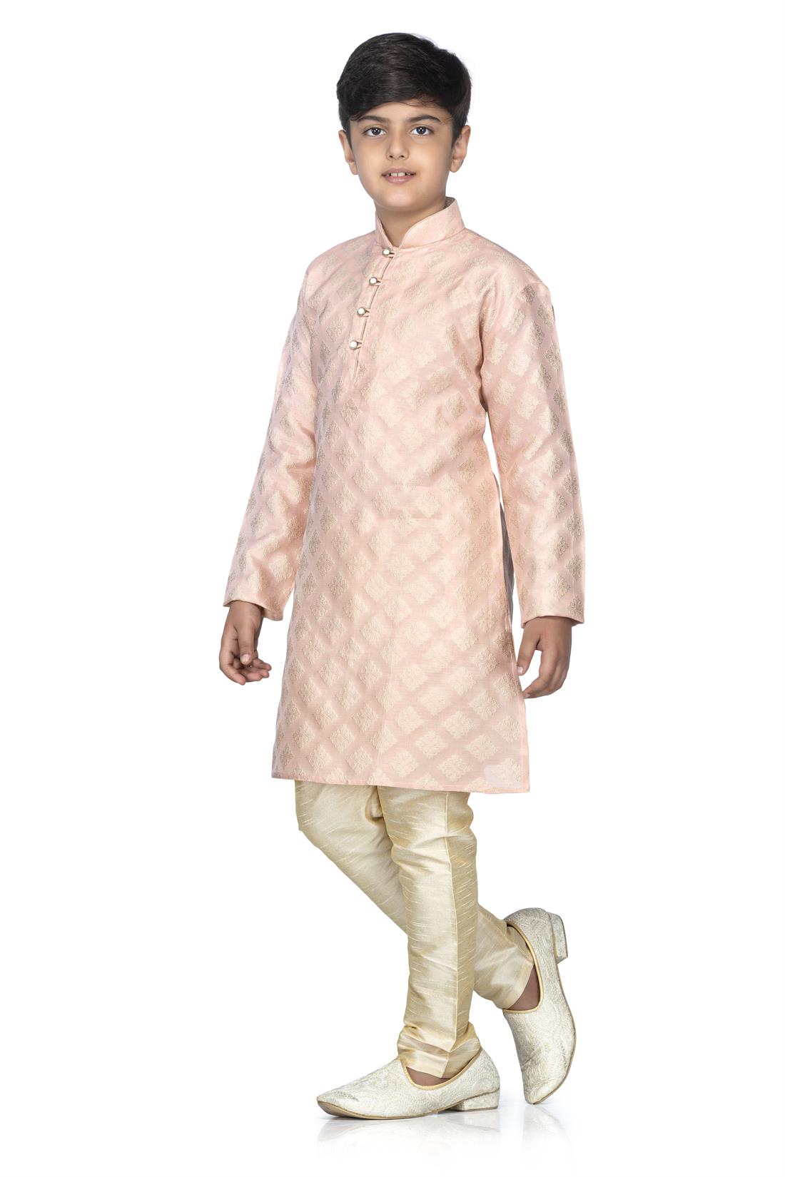 Peach Brocade Kurta Pajma .