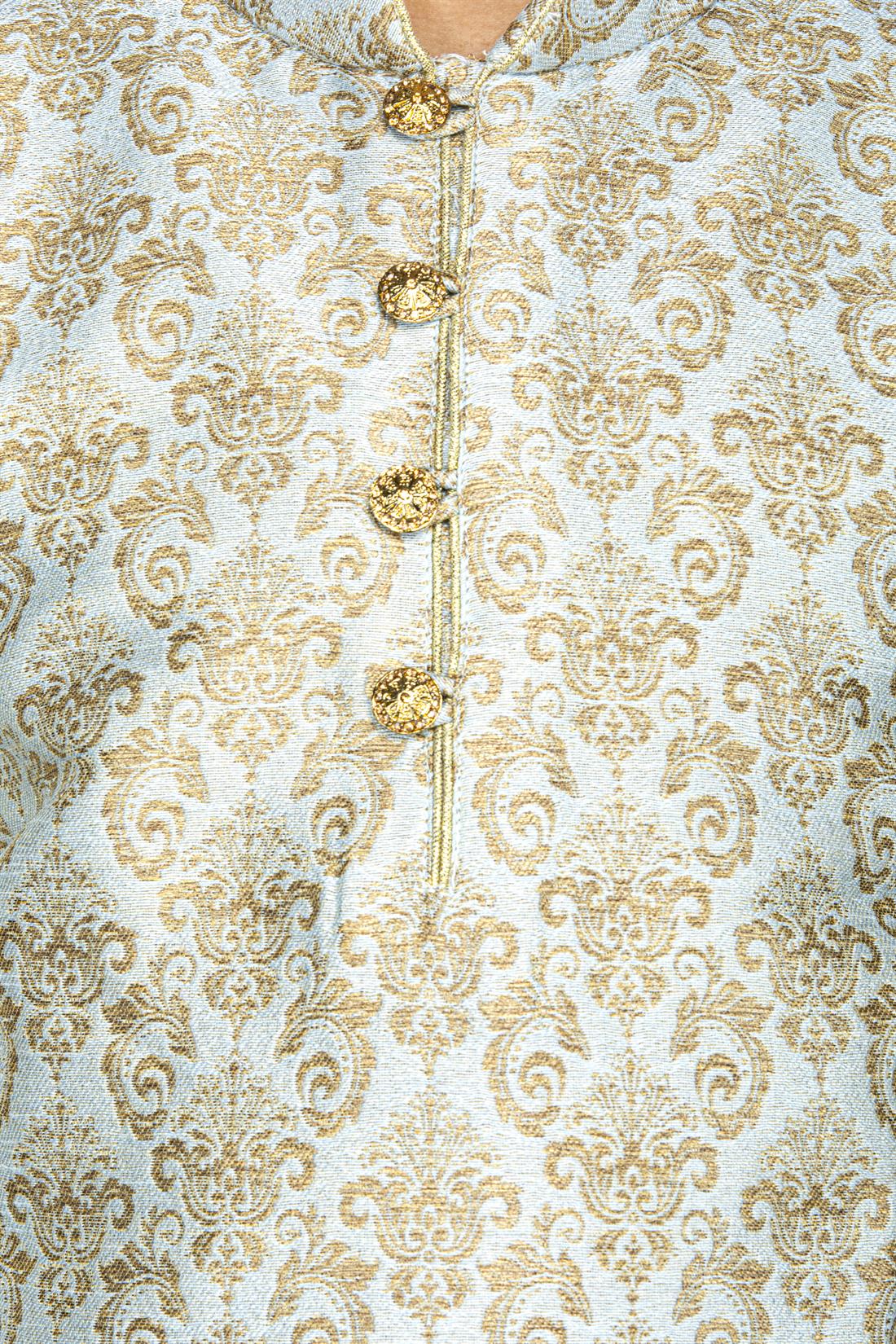 Grey & Gold Brocade Kurta with Matching Pyjama.