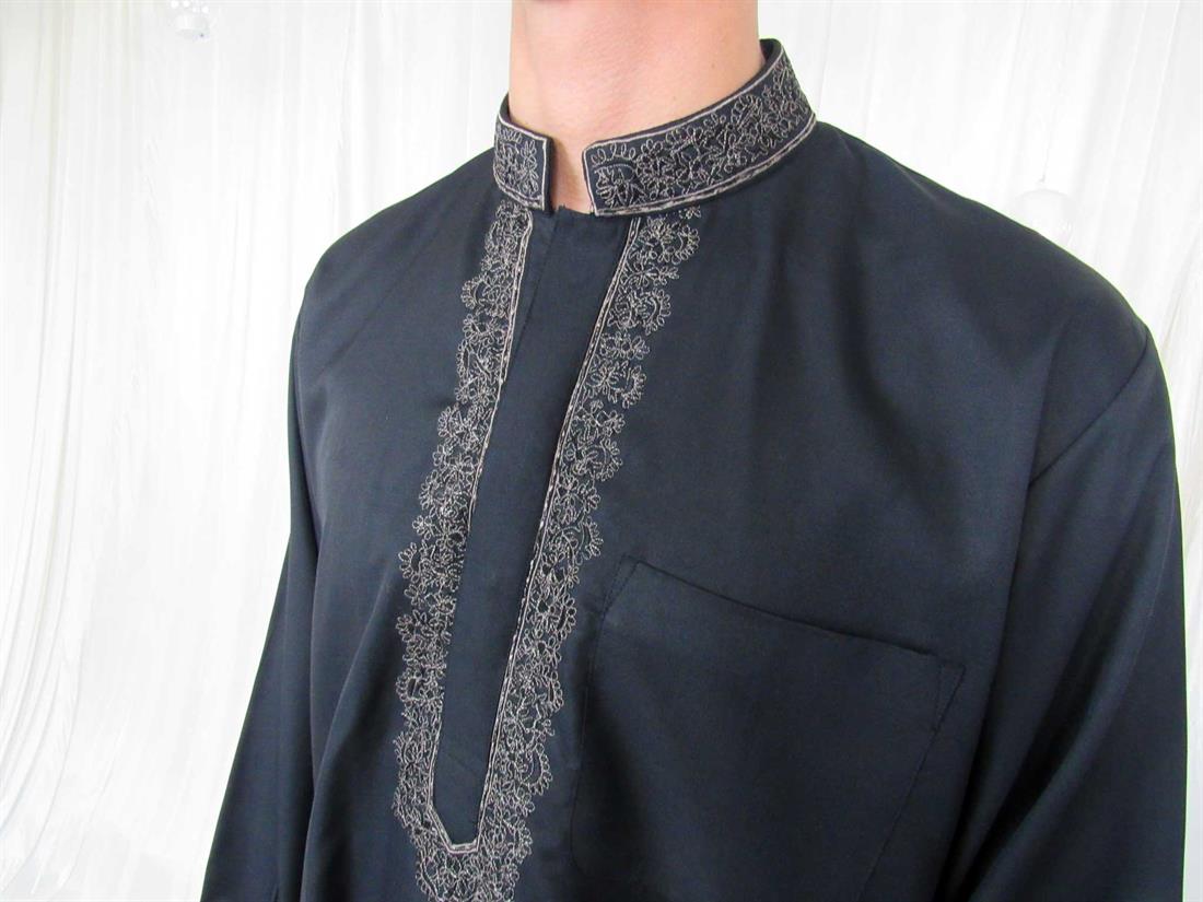 Black Embroidered Mens Shalwar Kameez