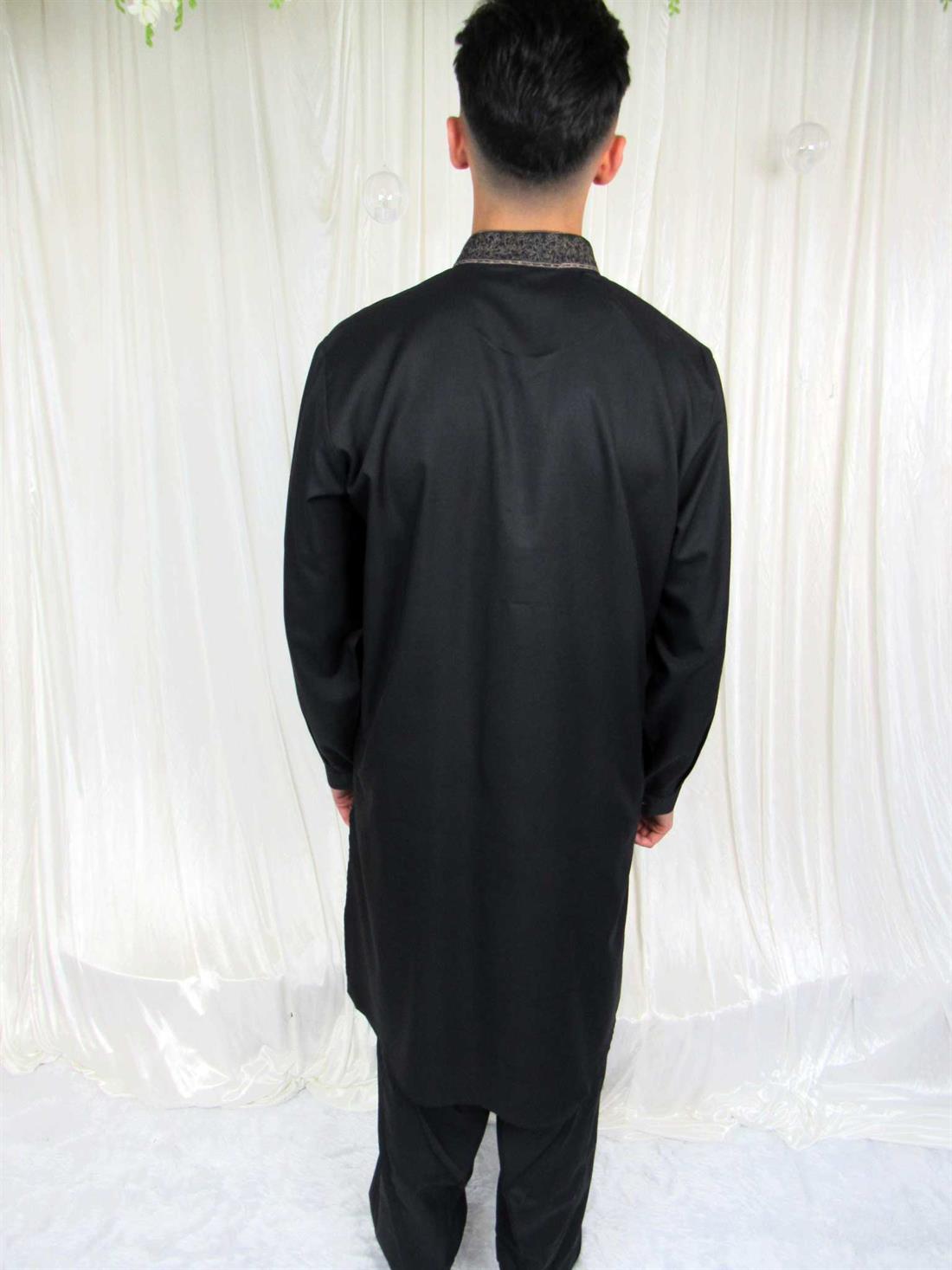 Black Embroidered Mens Shalwar Kameez