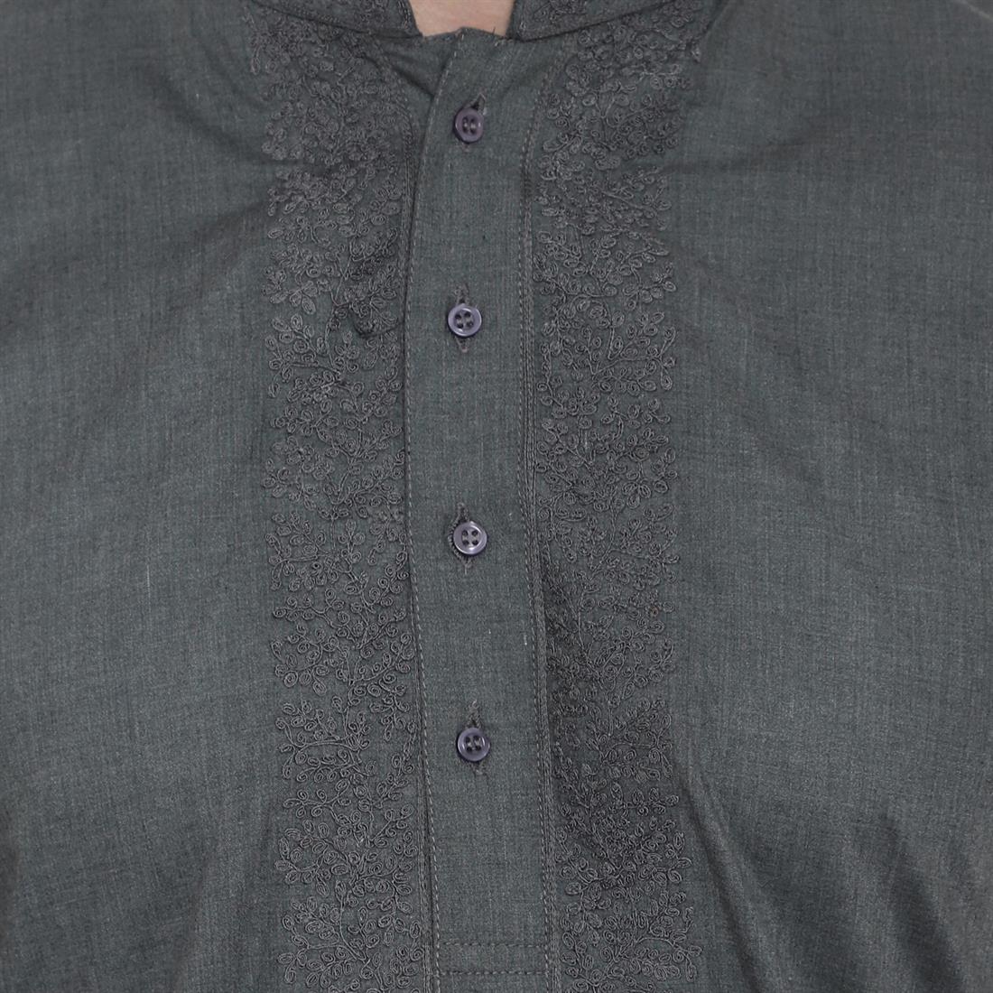 Grey Embroidered Mens Shalwar Kameez