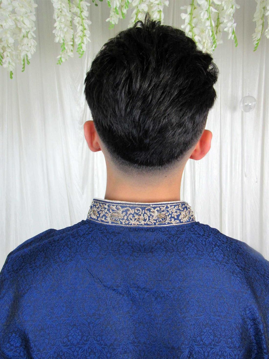Navy Blue Embroidered Mens Kurta Pajama