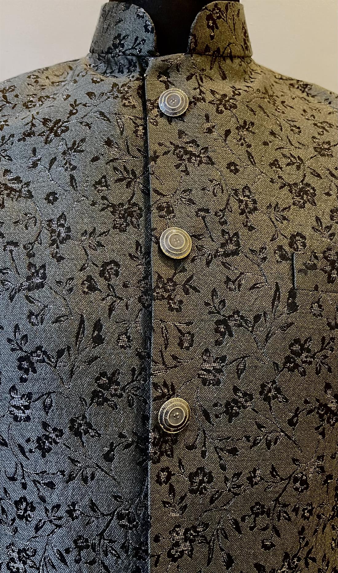 Dark Grey Mens Brocade Waistcoat