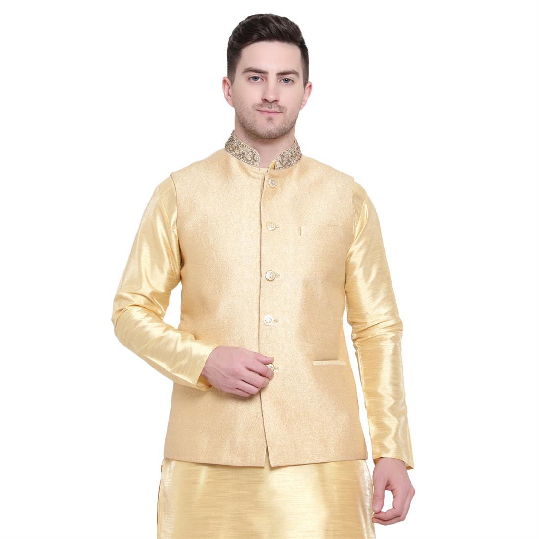 Gold Embroidered Mens Waistcoat