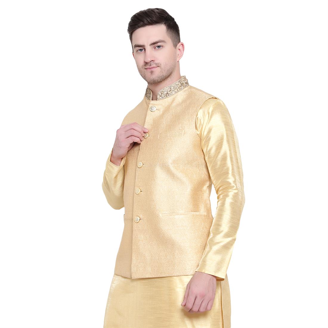 Gold Embroidered Mens Waistcoat