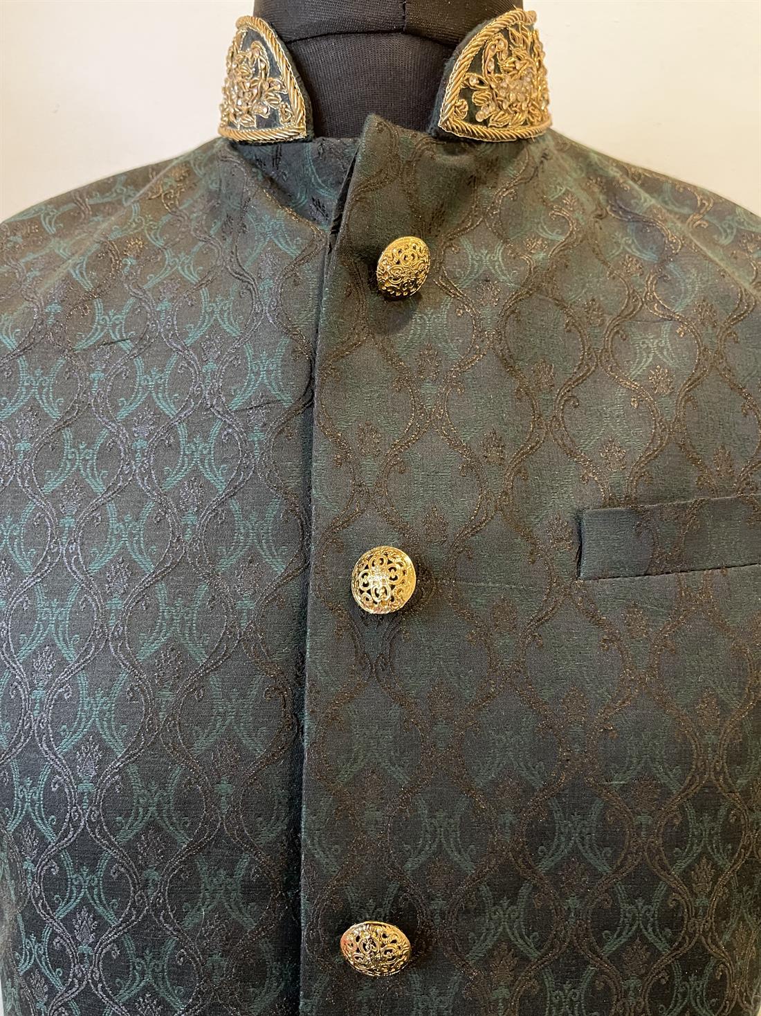 Green Embroidered Mens Waistcoat