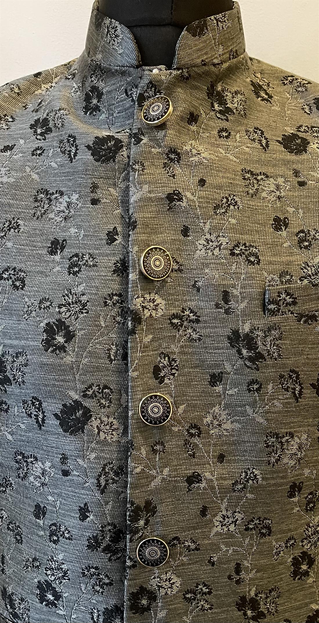 Grey Mens Brocade Waistcoat