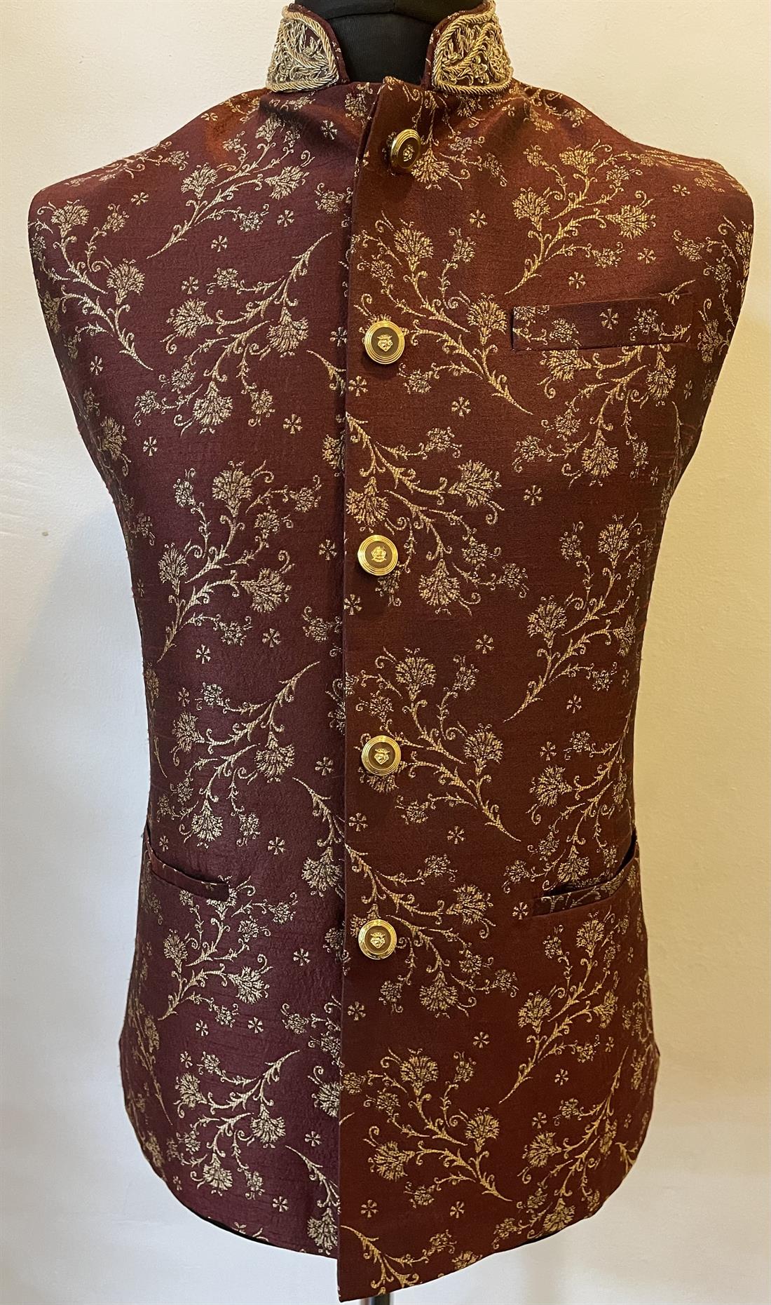 MC 111 Grey Embroidered Bundi WaistCoat For Men main image 0
