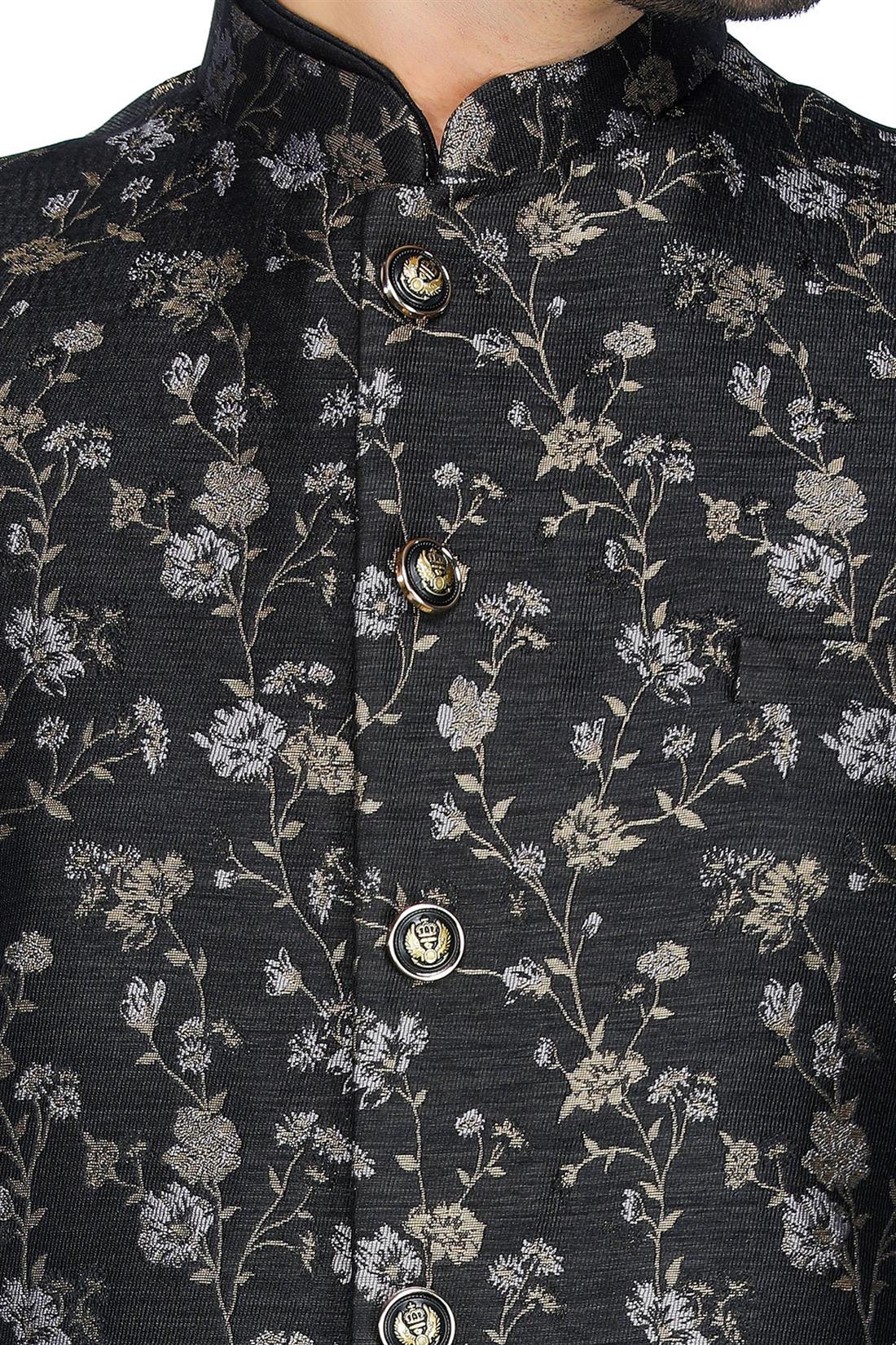 Black & Gold Mens Brocade Waistcoat