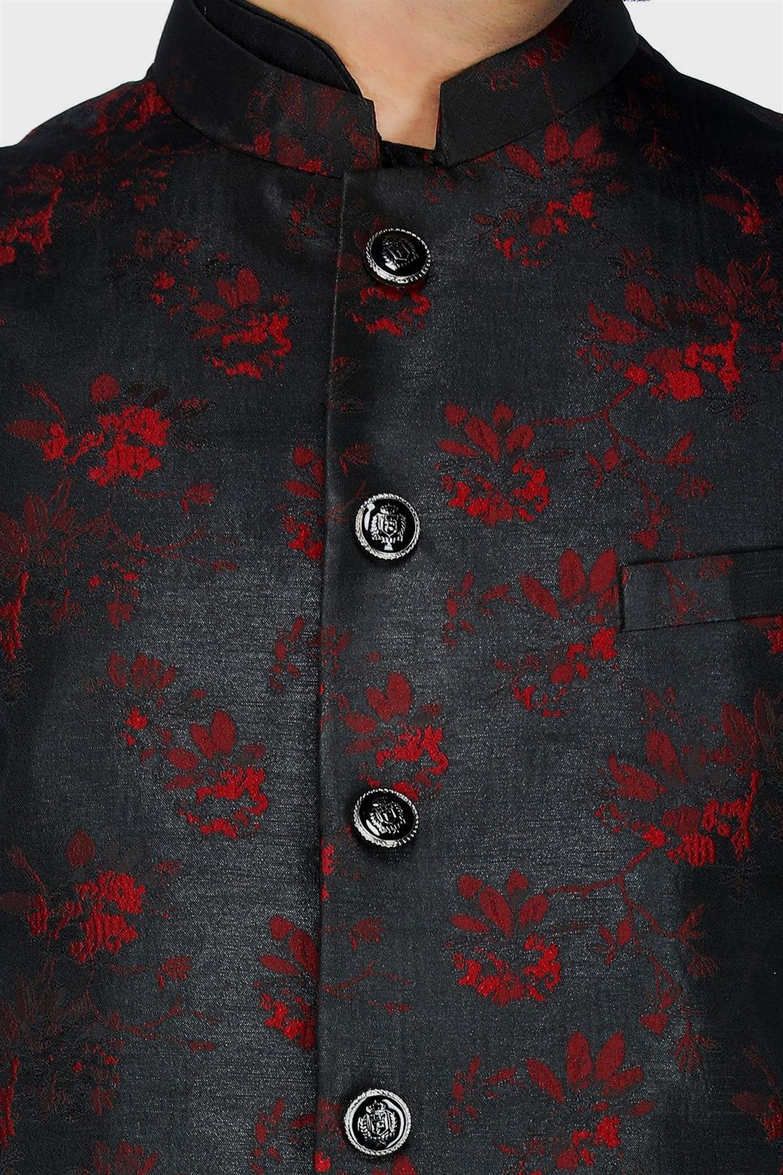 Black Mens Brocade Waistcoat
