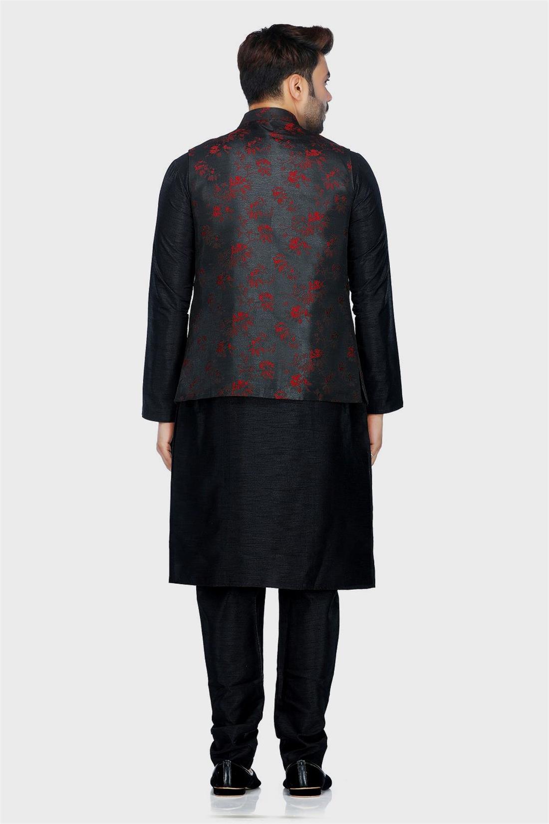 Black Mens Brocade Waistcoat