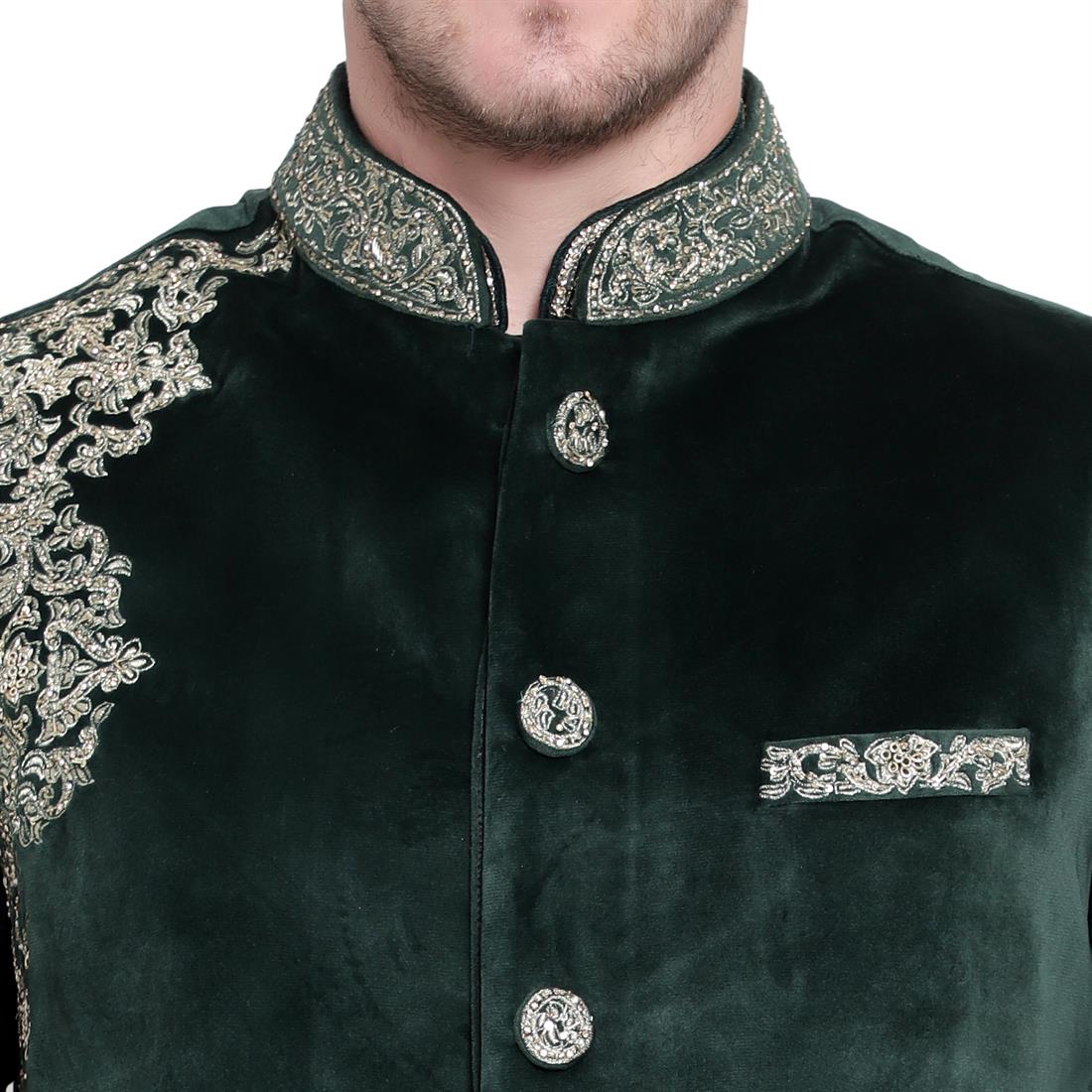 B.green Mens Waistcoat in Suede Fabric with Embroidery Embellishment