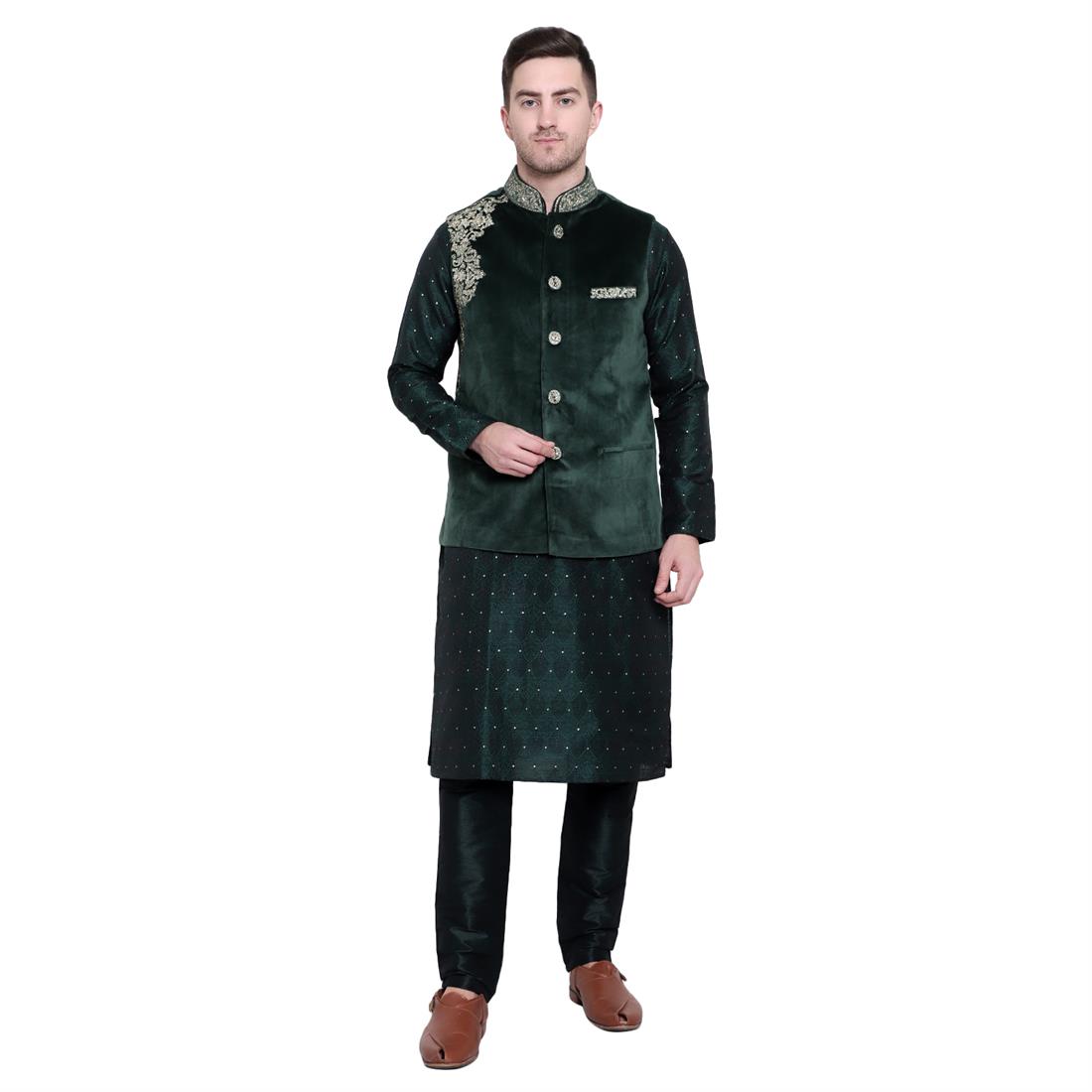 B.green Mens Waistcoat in Suede Fabric with Embroidery Embellishment
