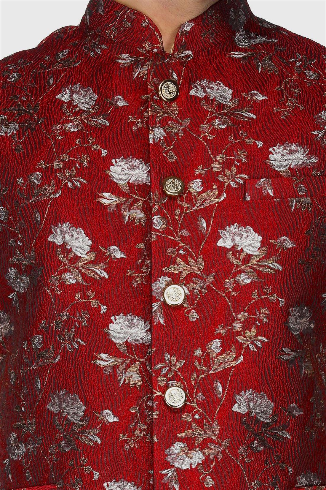 Maroon Mens Brocade Waistcoat