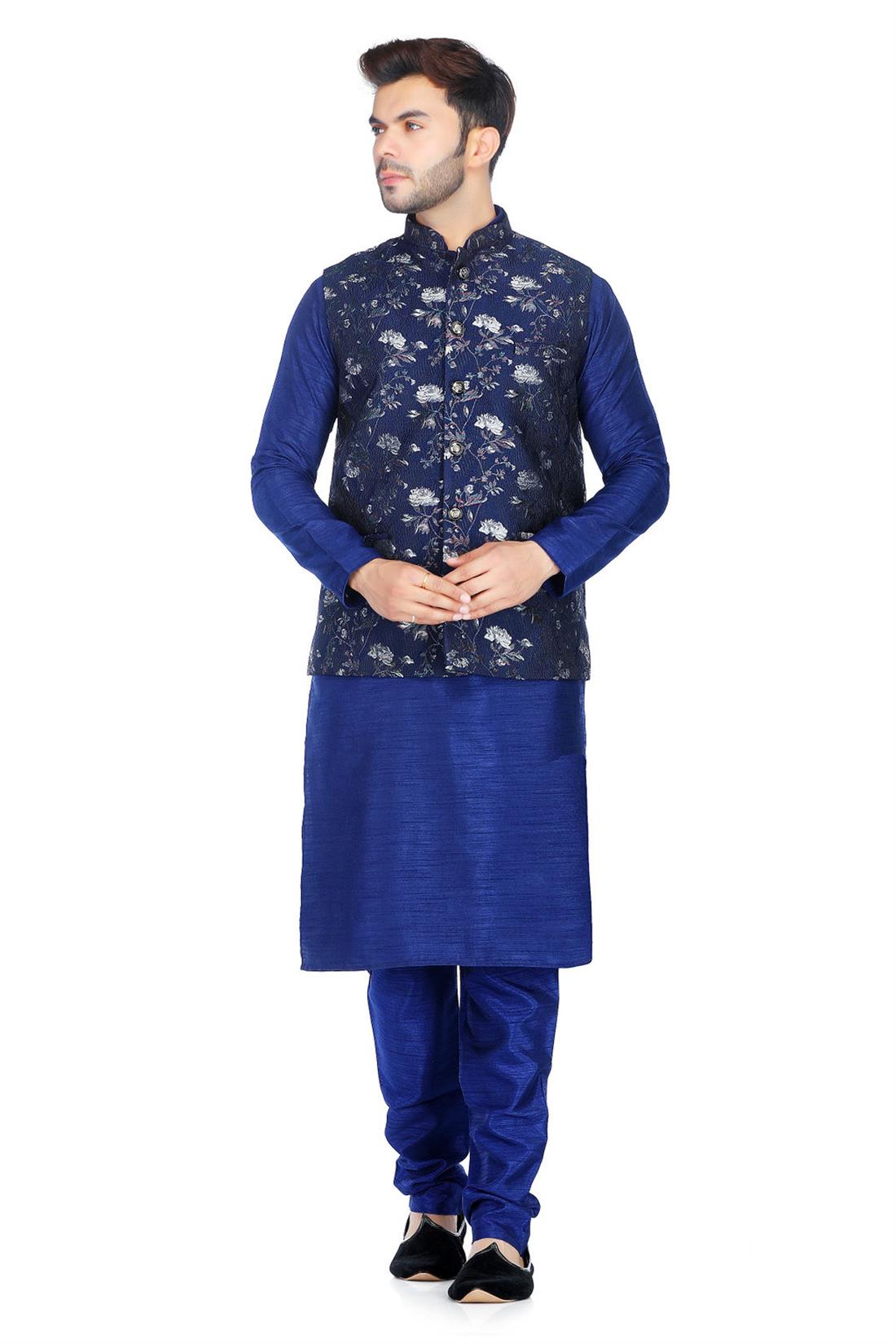 Navy & Silver Mens Waistcoat
