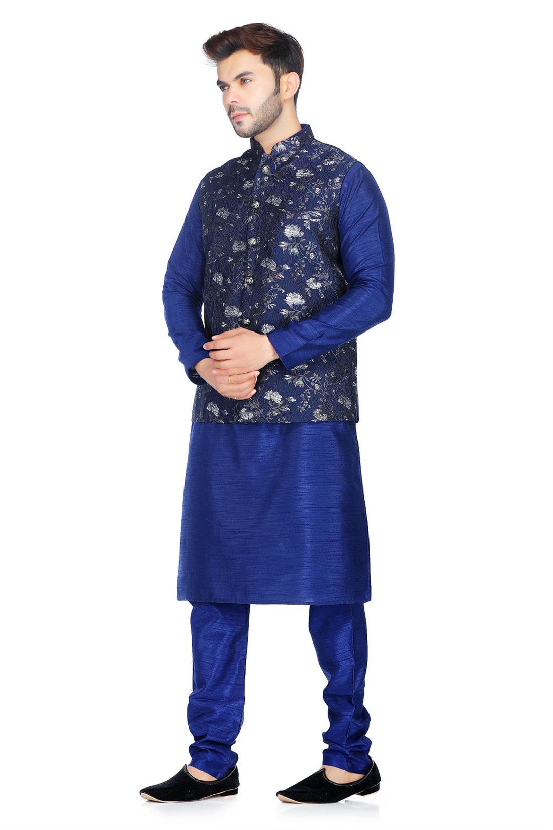Navy & Silver Mens Waistcoat