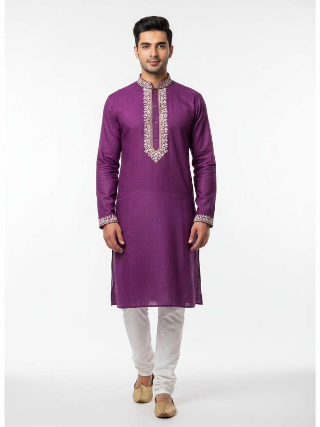 Majenta brocade kurta with shalwar