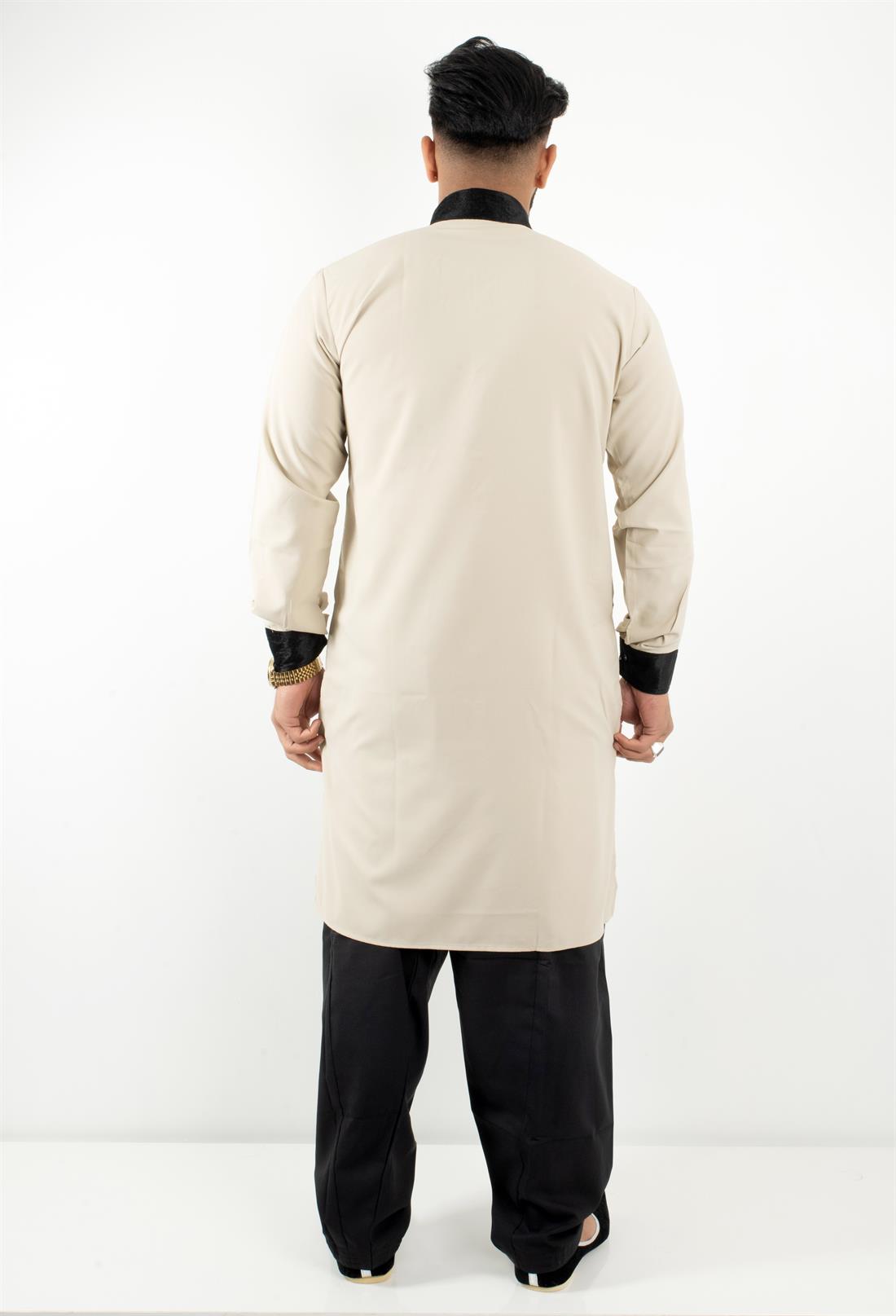 White Embroidered Velvet Mens Shalwar Kameez