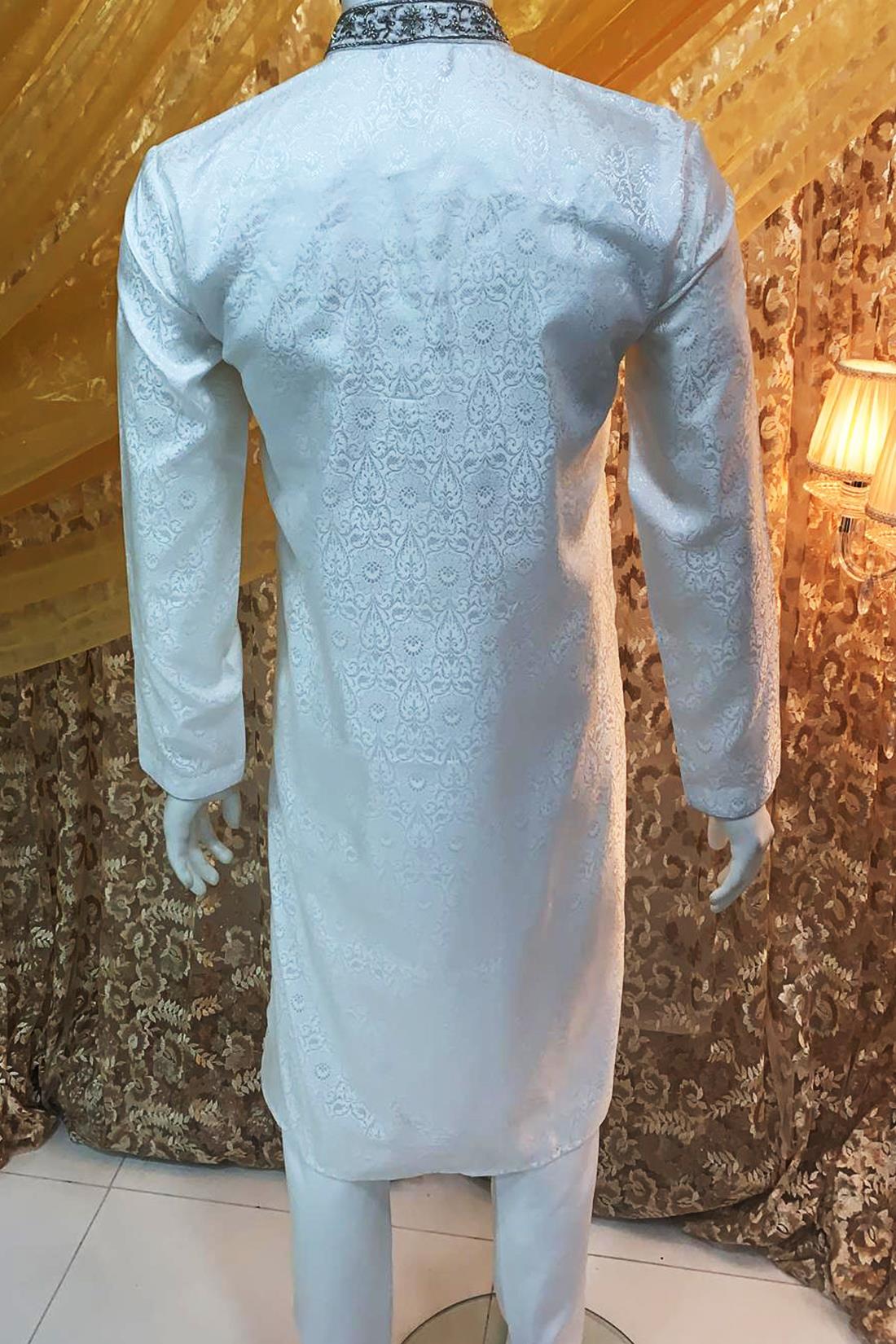 Ivory Embroidered Mens Kurta Pajama