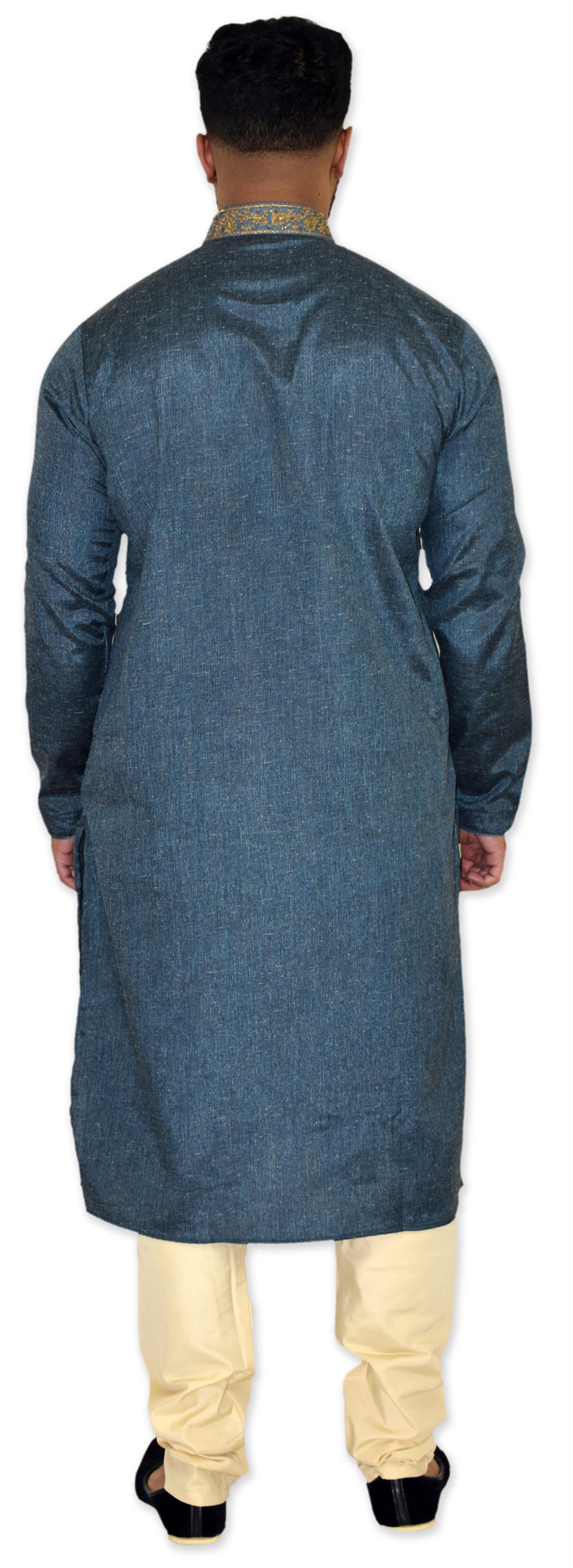 Grey Embroidered Mens Kurta Pajama