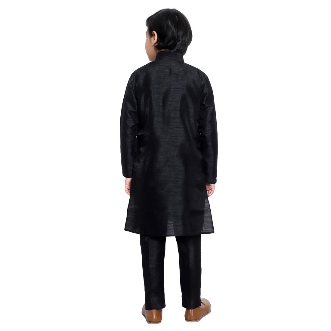 ART DUPION KURTA PAJAMA WITH BEAUTIFUL MACHINE EMBROIDERY ON THE COLLAR .