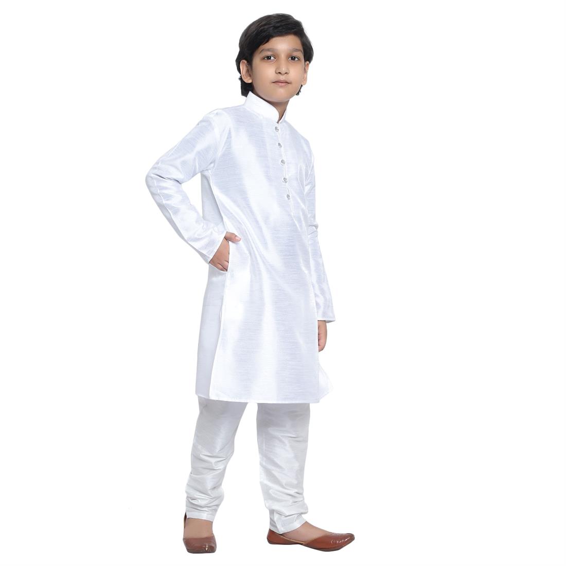 ART DUPION KURTA PAJAMA WITH BEAUTIFUL MACHINE EMBROIDERY ON THE COLLAR .