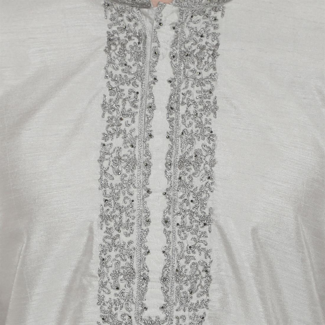 Grey Embroidered Mens Kurta Pajama