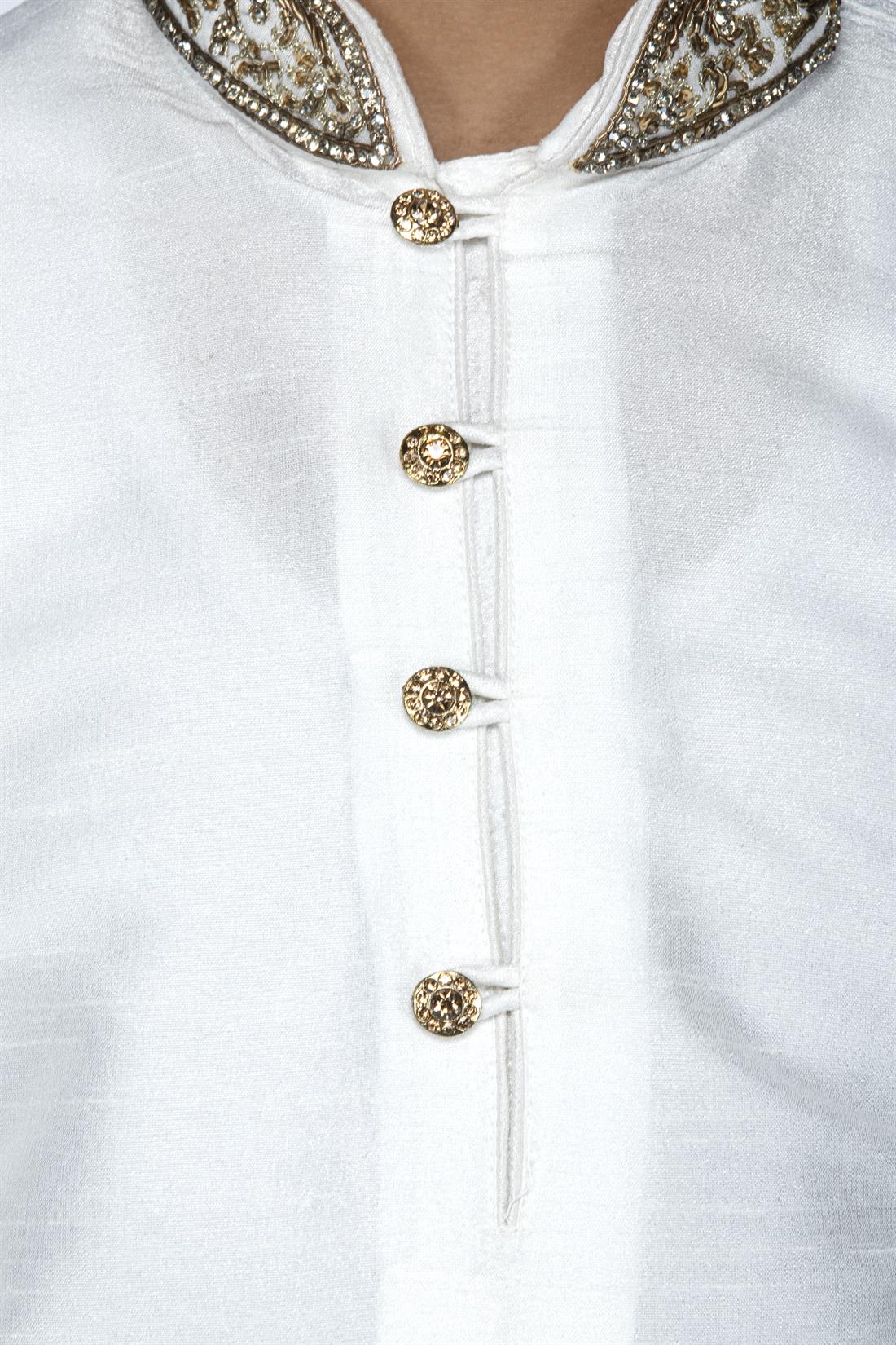 Off White Embroidered Boys Kurta Pajama