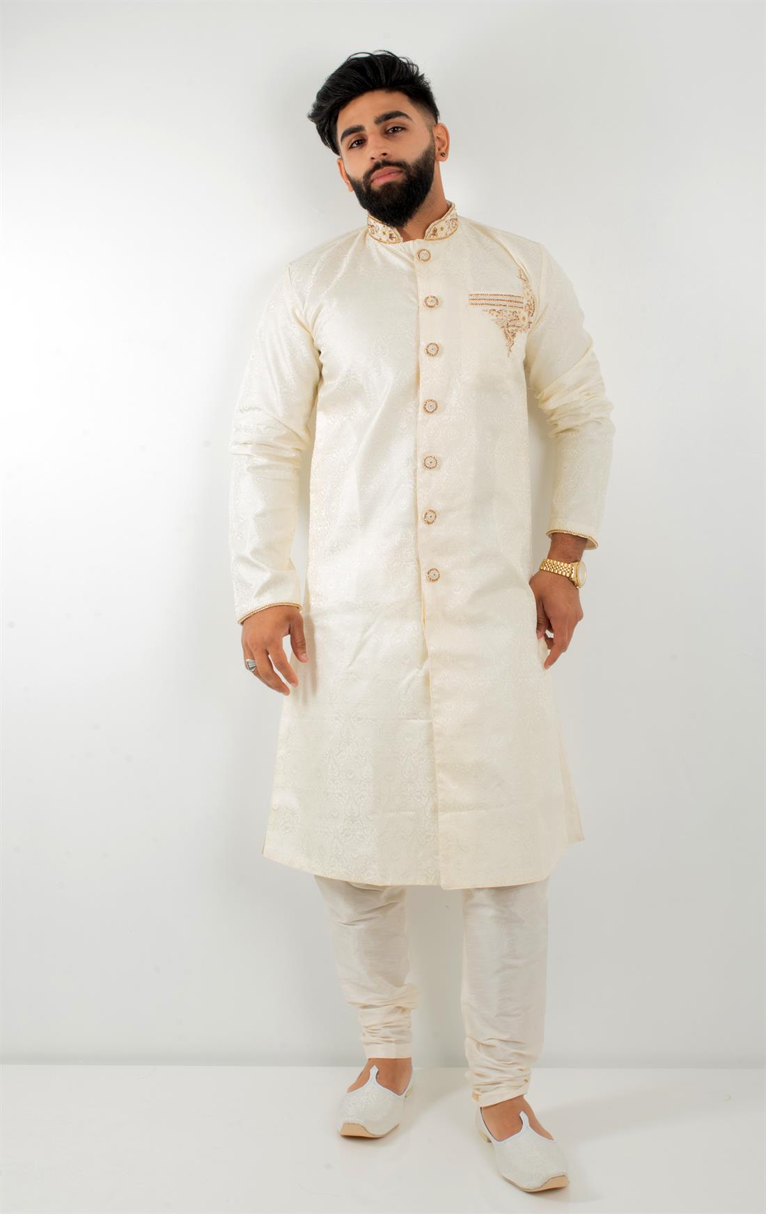 Cream Mens Kurta Pajama