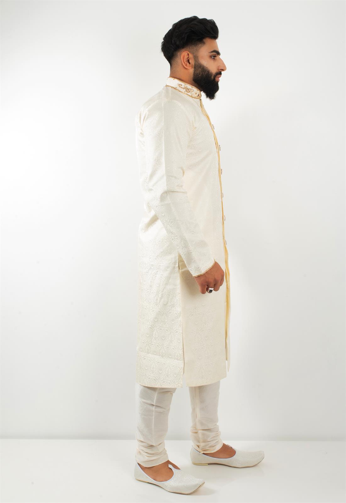 Cream Mens Kurta Pajama