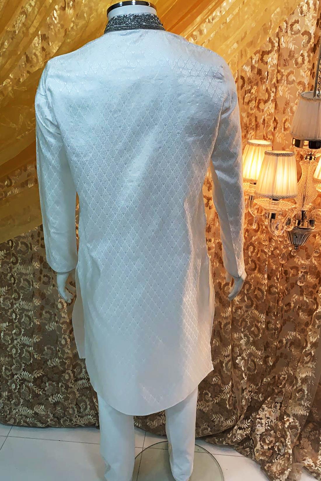 Ivory Embroidered Mens Kurta Pajama