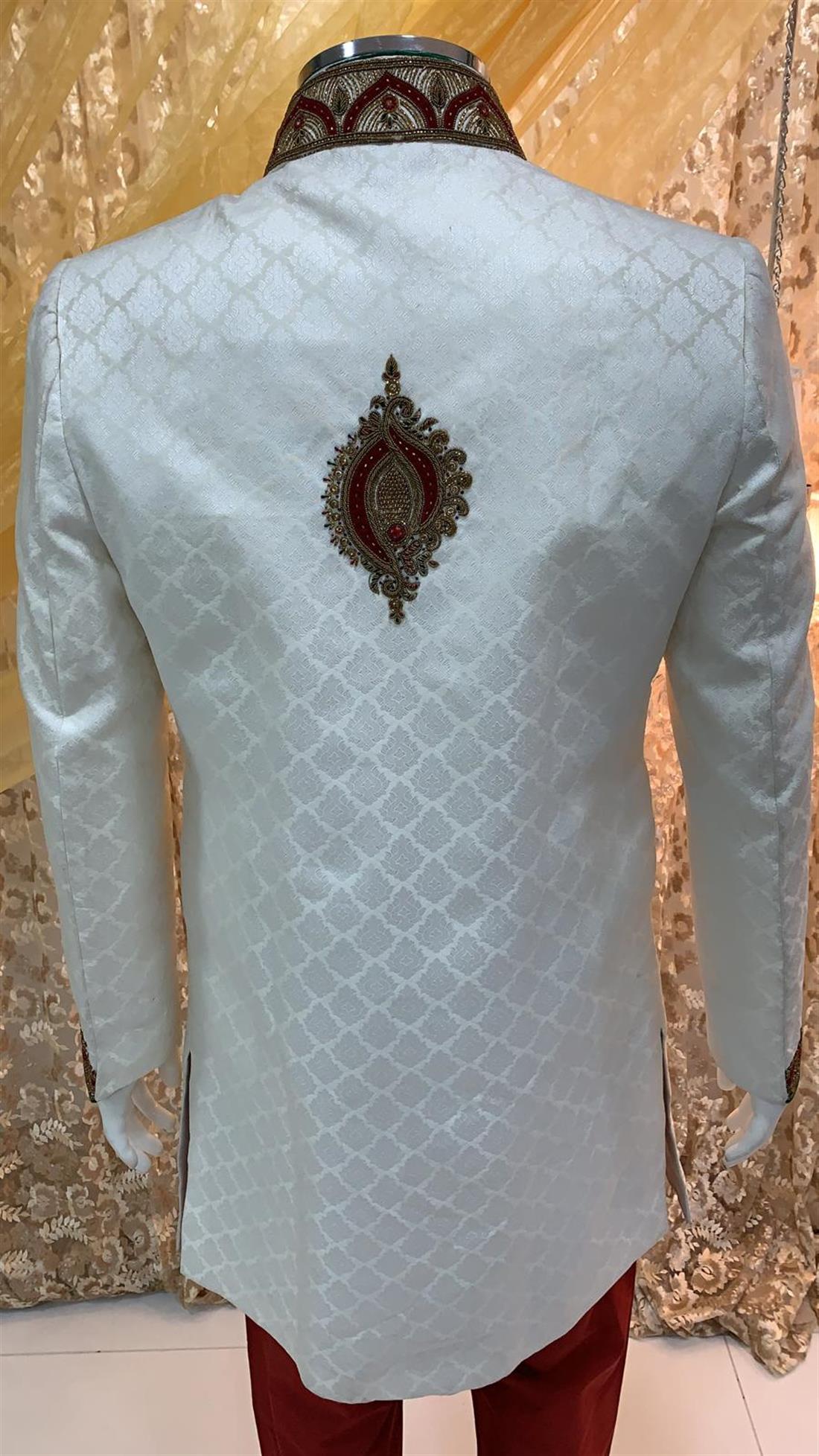 White Embroidered Mens Sherwani